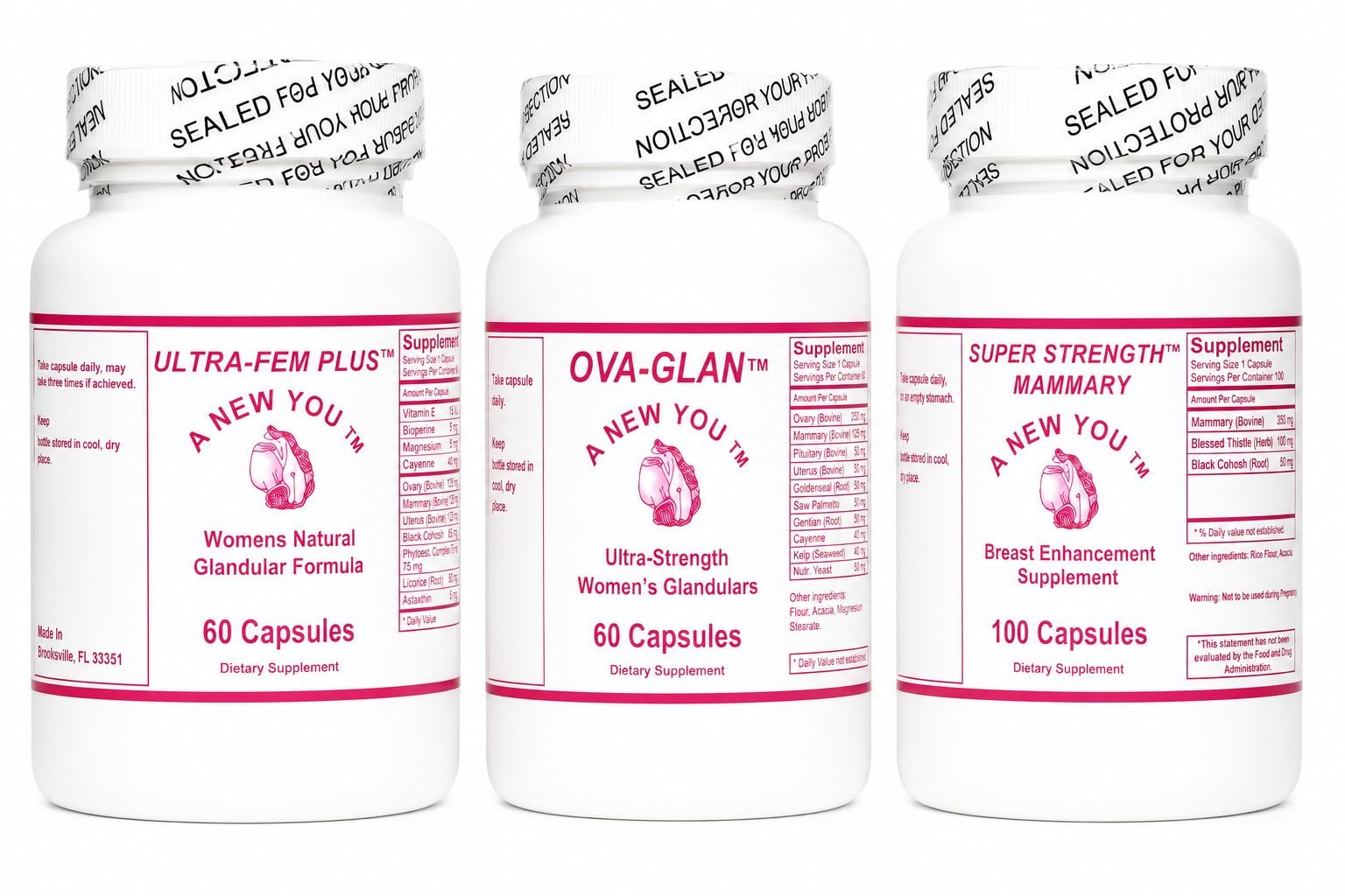 SOR, Inc. Feminizing Supplement Trio – Mammary, Ovary & Uterus – Made in USA Capsule 1