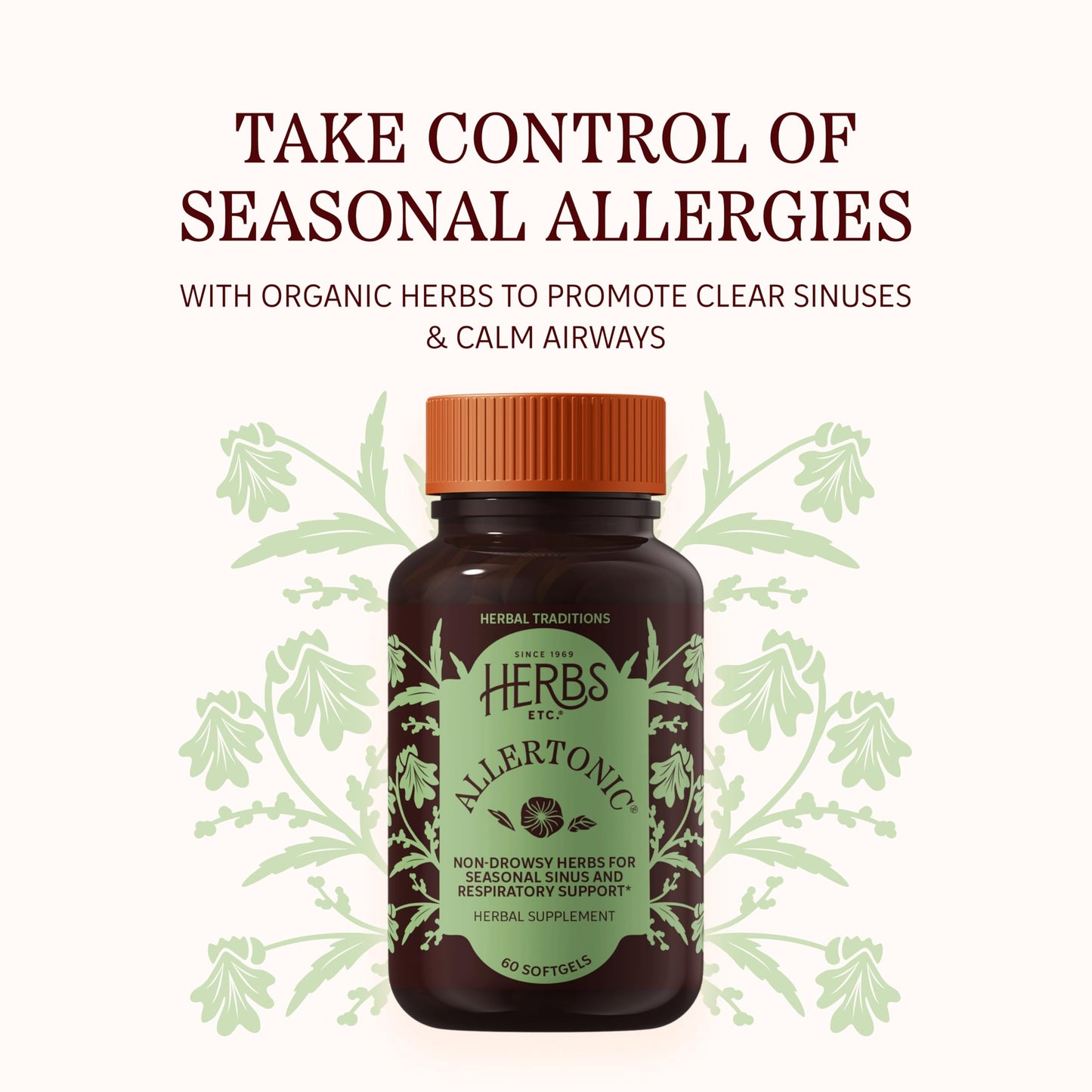 Herbs Etc. Allertonic Softgels - Herbal Allergy Supplement for Respiratory Support - Stinging Nettle, Eyebright & Fresh Mullein - Gluten-Free & Organic Softgels 60