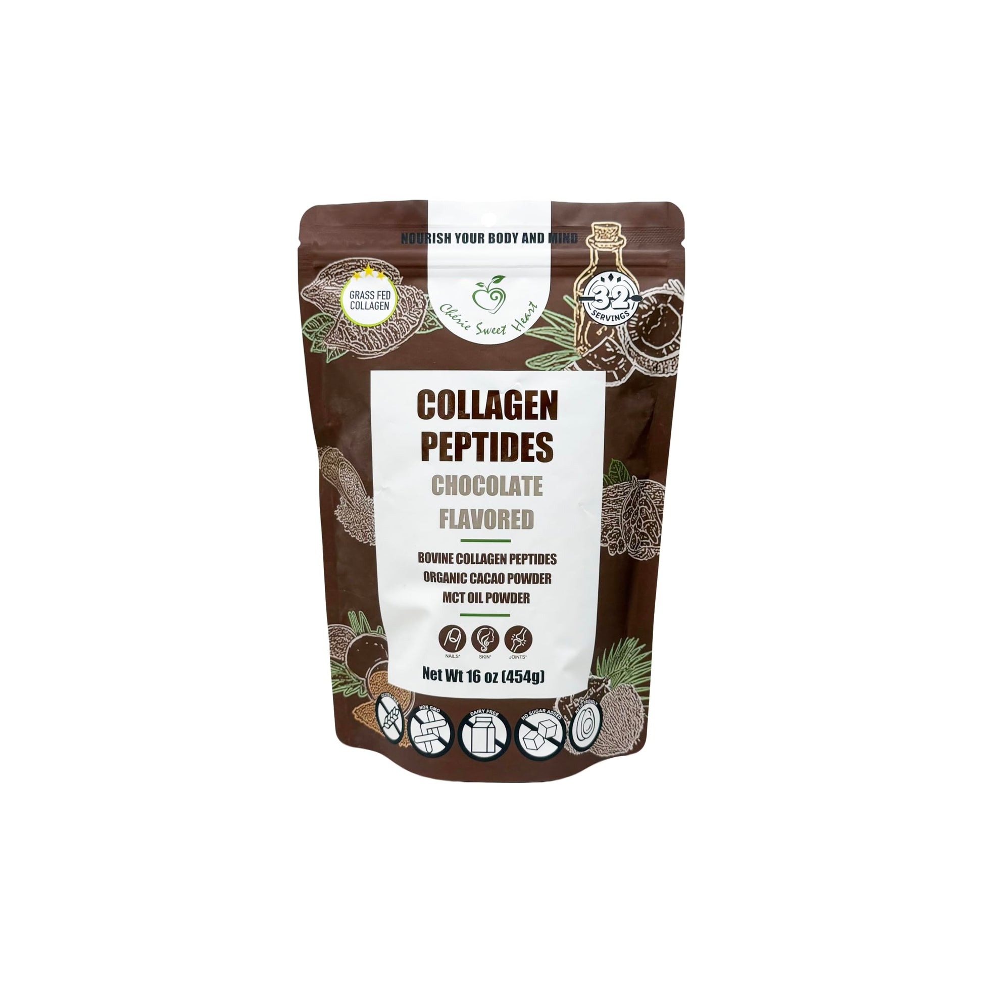 Chérie Sweet Heart Collagen Peptide Powder 16 oz Chocolate