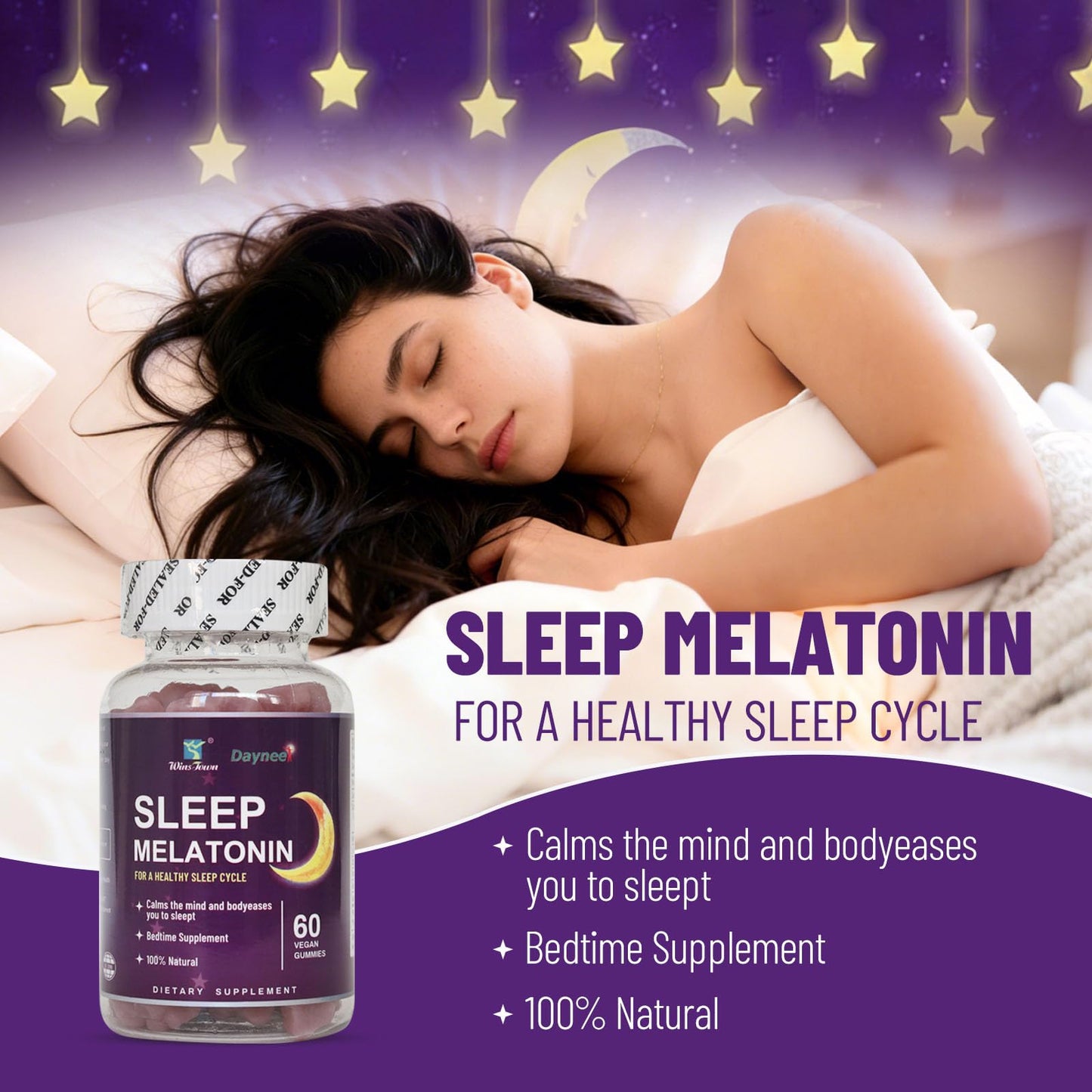 Wins Town Sleep Melatonin Gummies 5mg, 60 Count