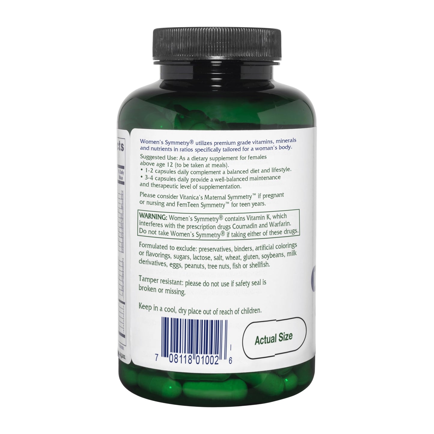 Vitanica Women's Symmetry High Potency Multivitamin and Mineral Vegan Capsule 90 Capsules