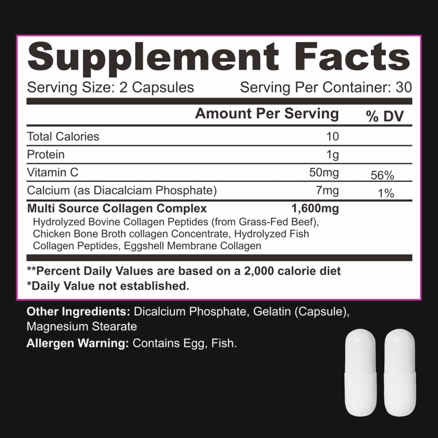 Mova Wellness Multi Collagen Capsules with Vitamin C & Hyaluronic Acid (Types I, II, III, V & X), 60 Count