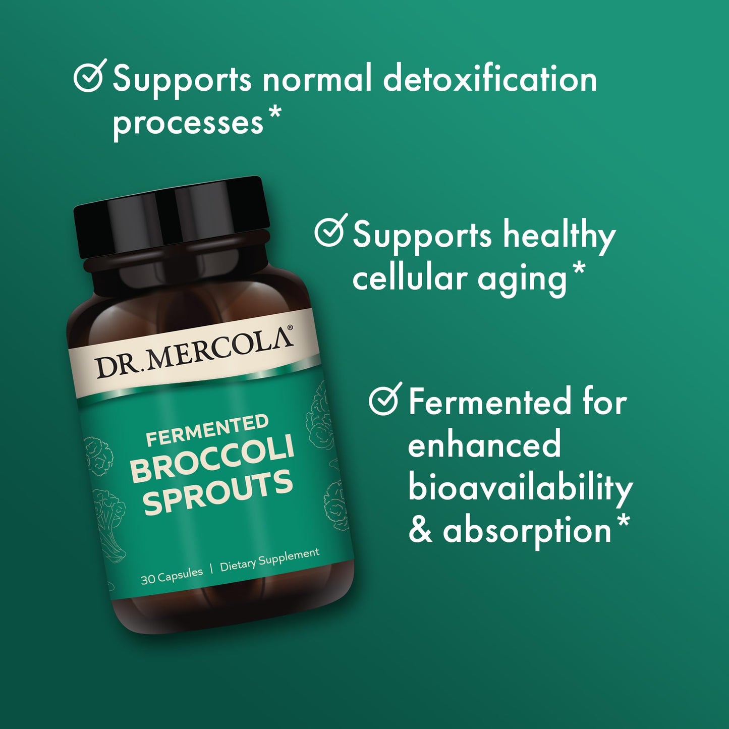 Dr. Mercola Organic Fermented Broccoli Sprouts Capsules 30 Capsules
