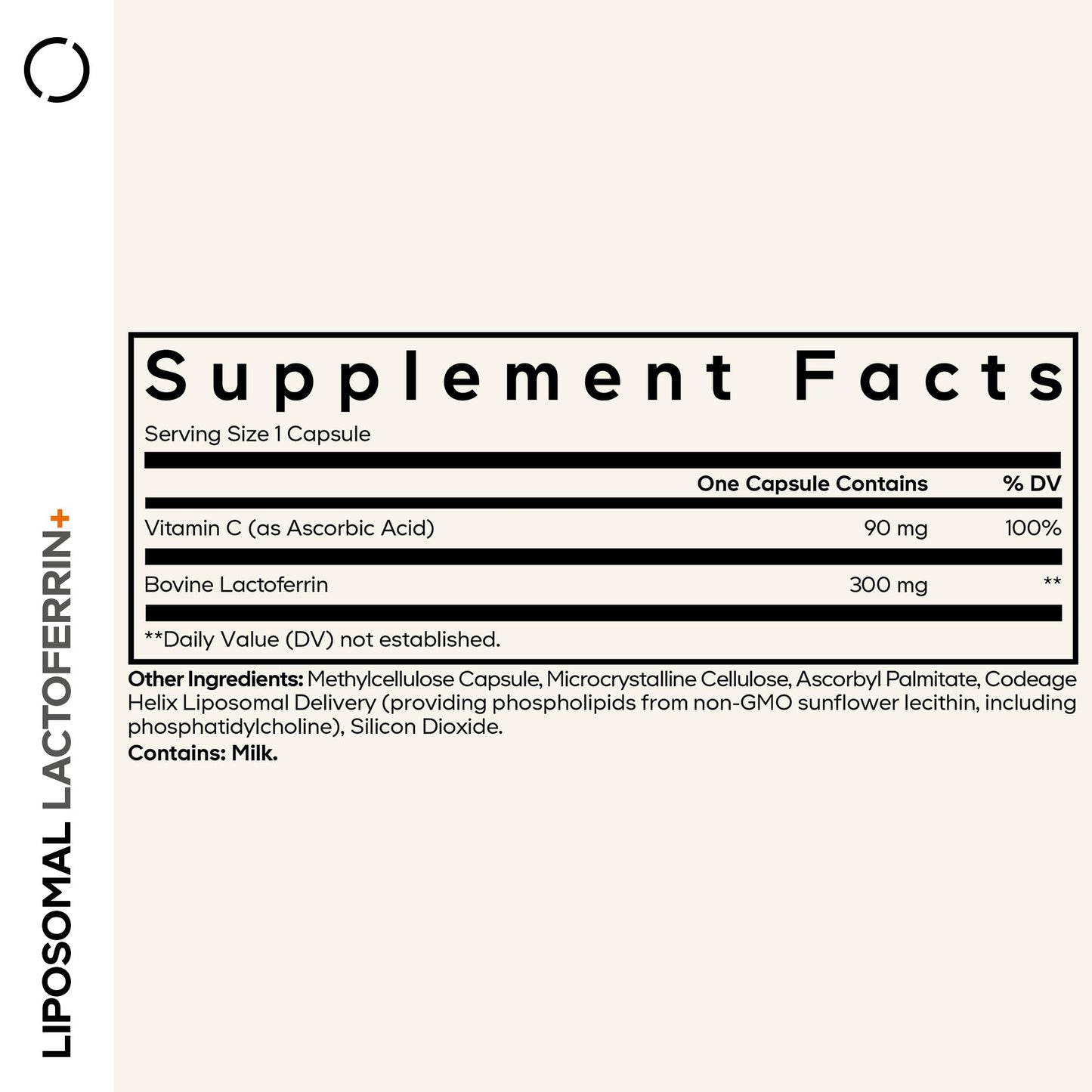 Codeage Liposomal Lactoferrin 300mg, Bovine, Vitamin C, Capsules, 60 Count
