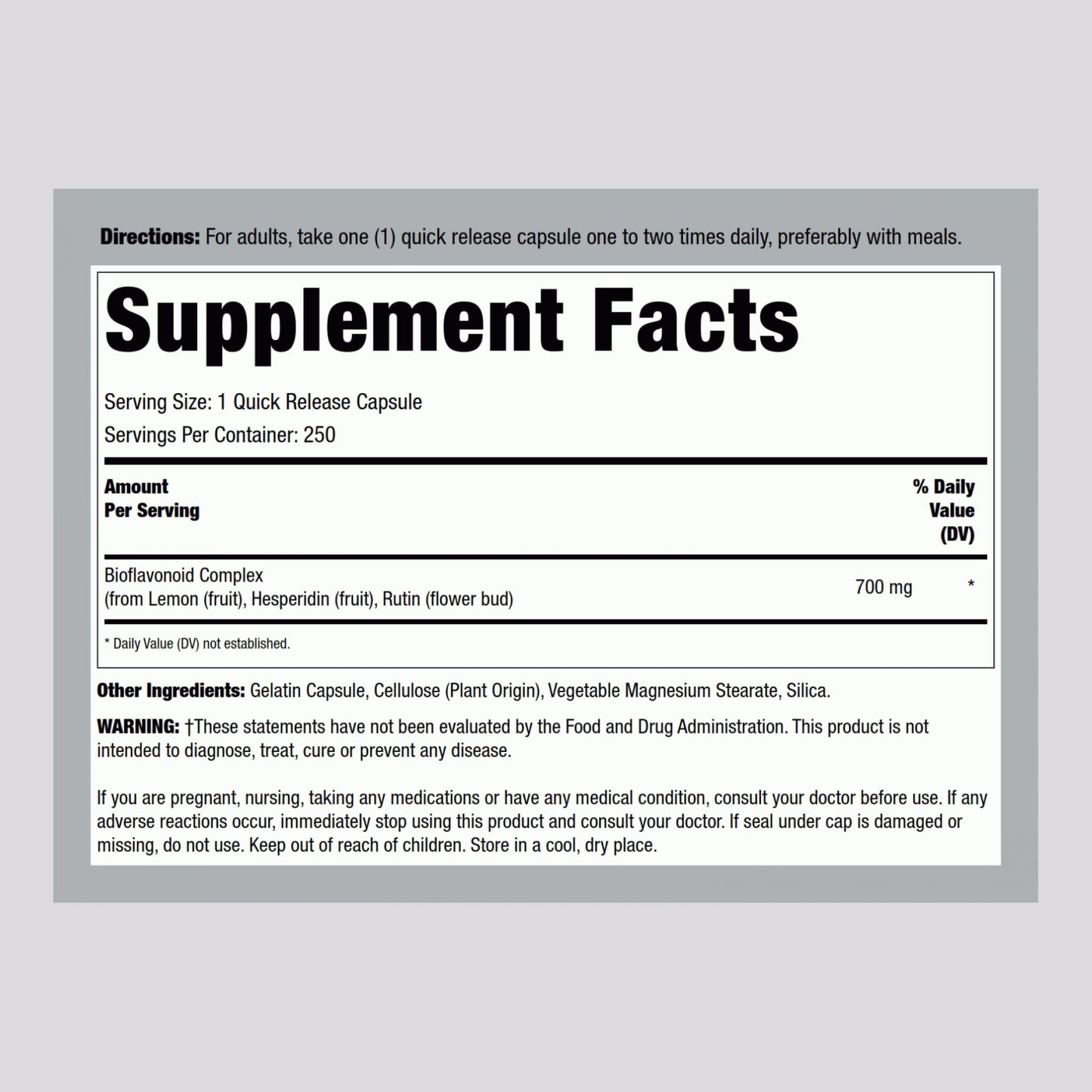 Lindberg Lemon Bioflavonoid Complex 700mg Capsules 250 Count