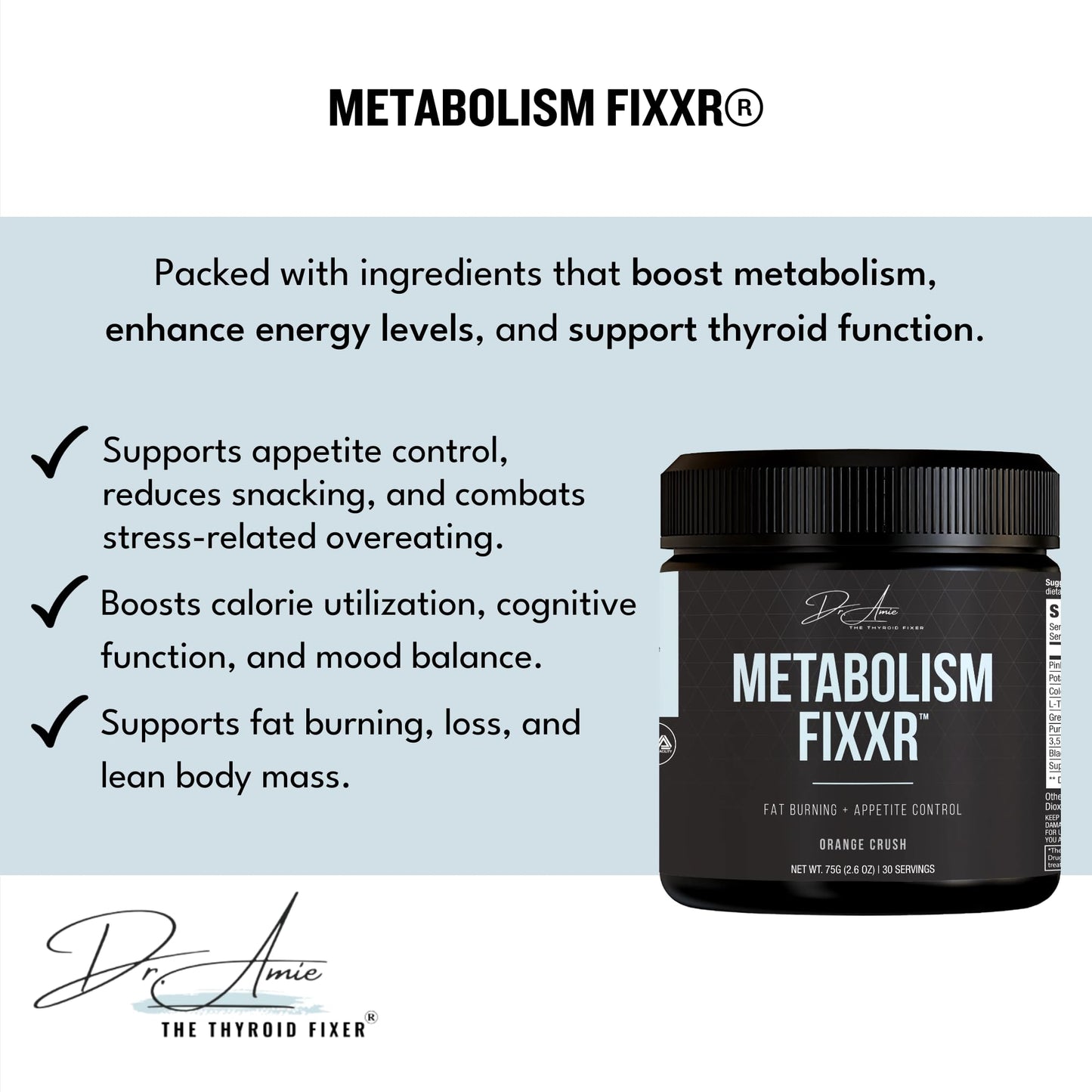 Fixxr Metabolism Support by Dr. Amie Powder 2.6 Ounce