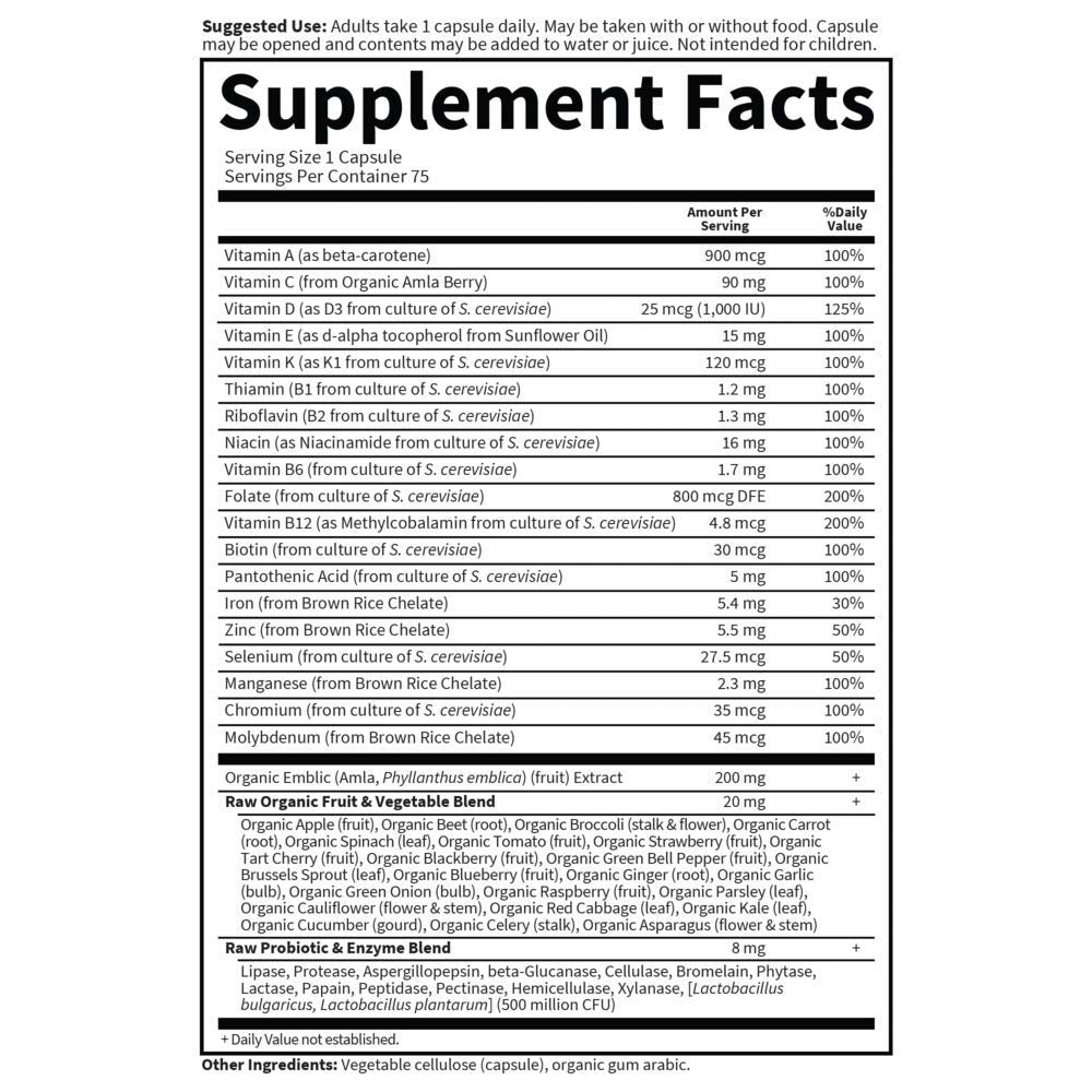 Garden of Life Vitamin Code Raw One for Women Once Daily Women's Multivitamin Capsules 75 Count