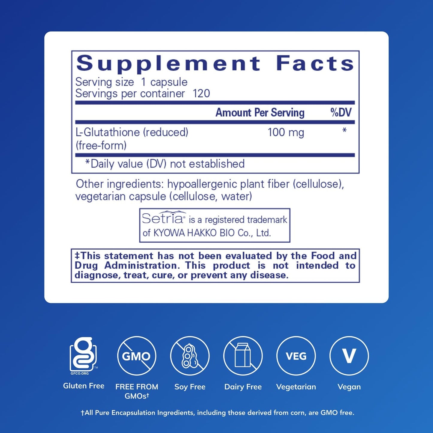 Pure Encapsulations Reduced Glutathione Capsules, 120 Capsules