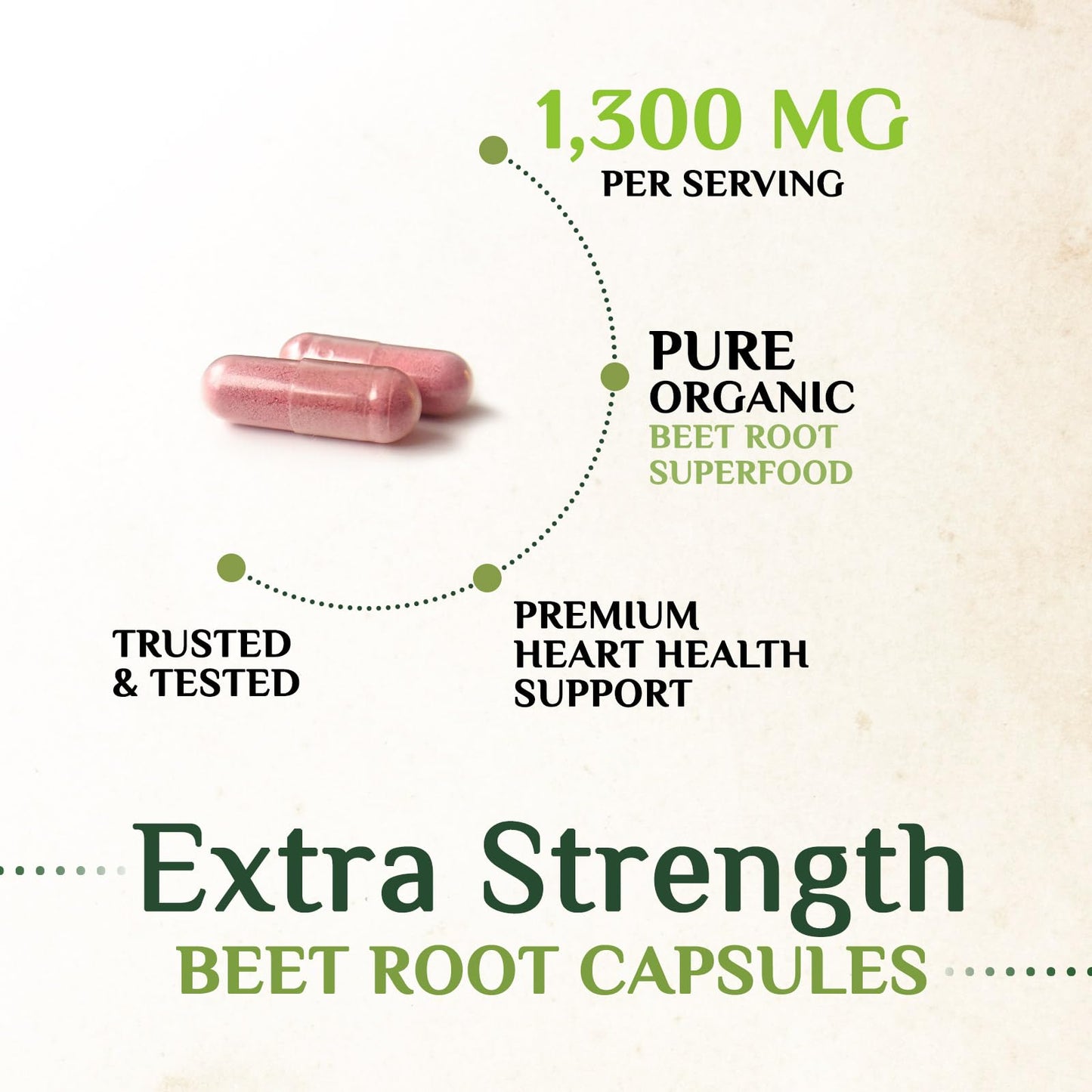 Health Nutrition Naturals Organic Beetroot Powder 1300mg per Serving Capsules, 60 Capsules