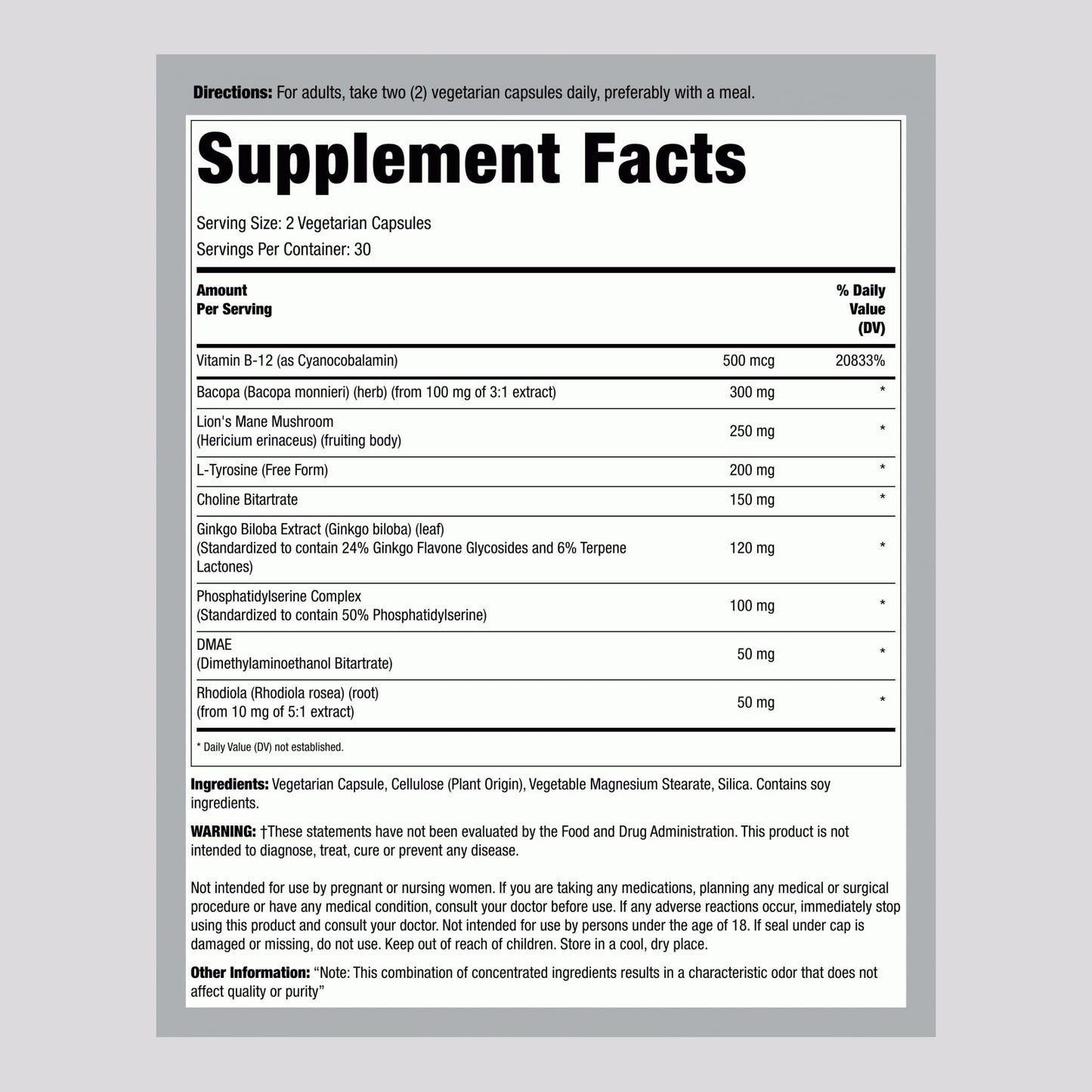 Lindberg Brain Support Supplement for Women and Men 60 Capsules