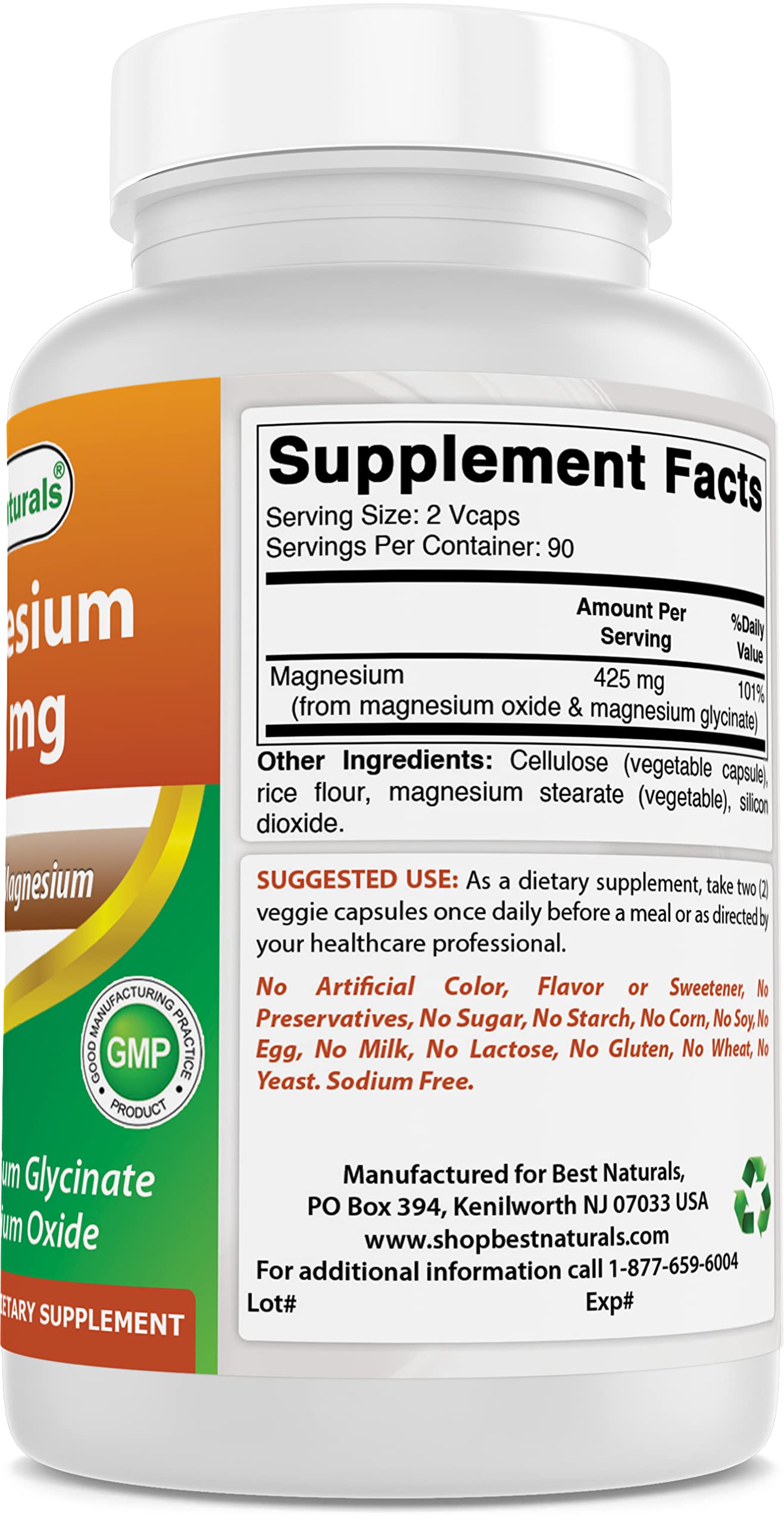 Best Naturals Magnesium 425 mg Capsules, 360 Capsules