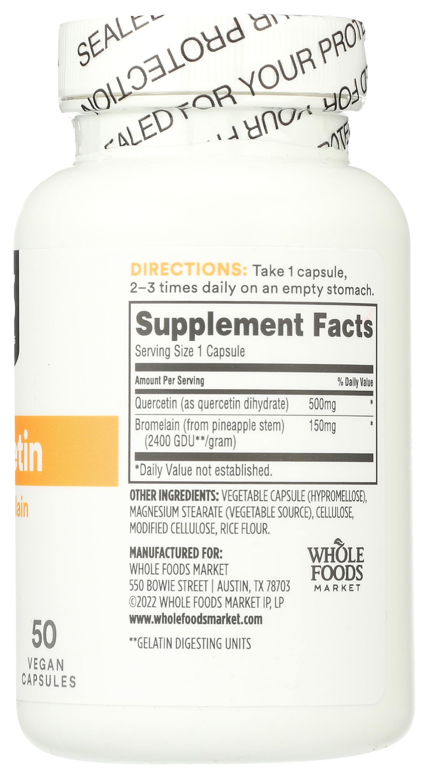 365 by Whole Foods Market Quercetin with Bromelain Capsule, 50 Count
