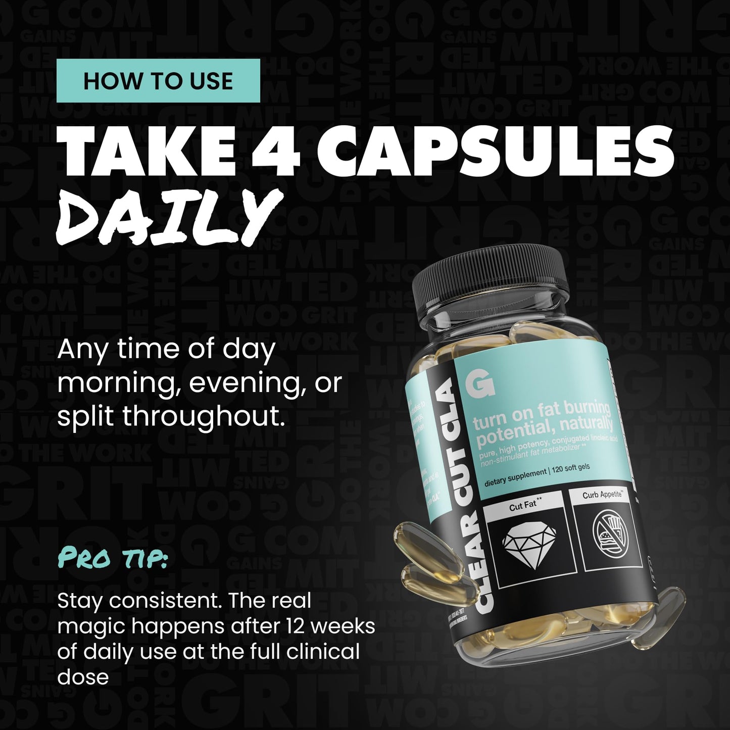 Gains in Bulk Clear Cut CLA Softgels 120 Count