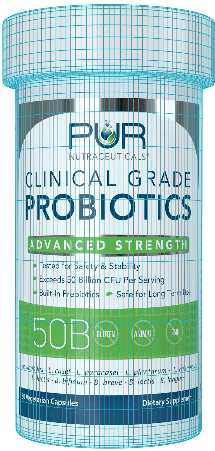 PUR Nutraceuticals Clinical Grade Probiotics 50 Billion CFUs, 60 Capsules