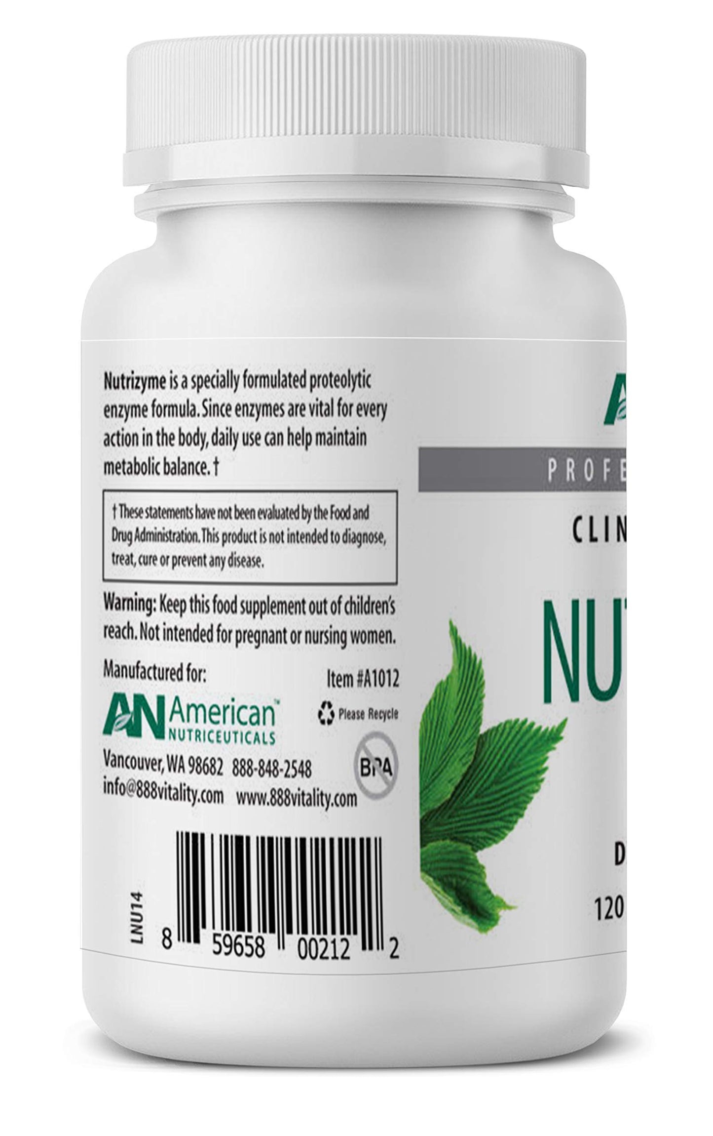 American Nutriceuticals Nutrizyme Proteolytic Enzyme Complex Tablets, 120 Count