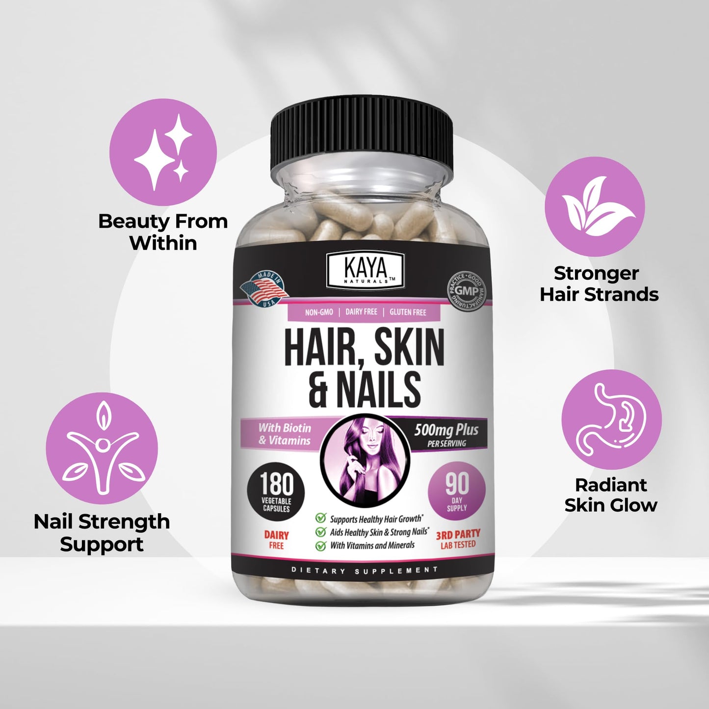 Kaya Naturals Hair Skin Nail Capsules 180 Count