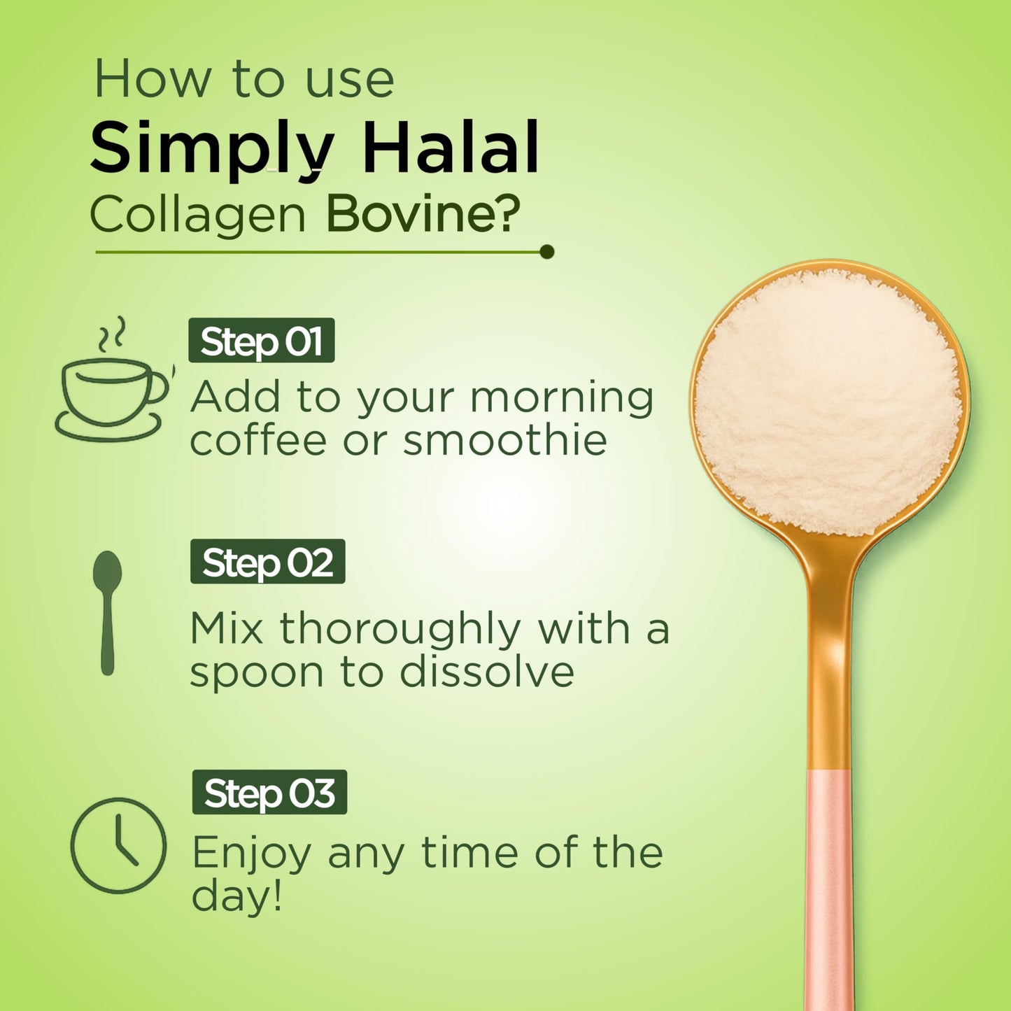 Simply Halal Collagen Bovine Powder for Women & Men Type I & III for Hair, Skin, Nail, Joint & Digestive Support – Grass-Fed, Unflavored, 16 oz