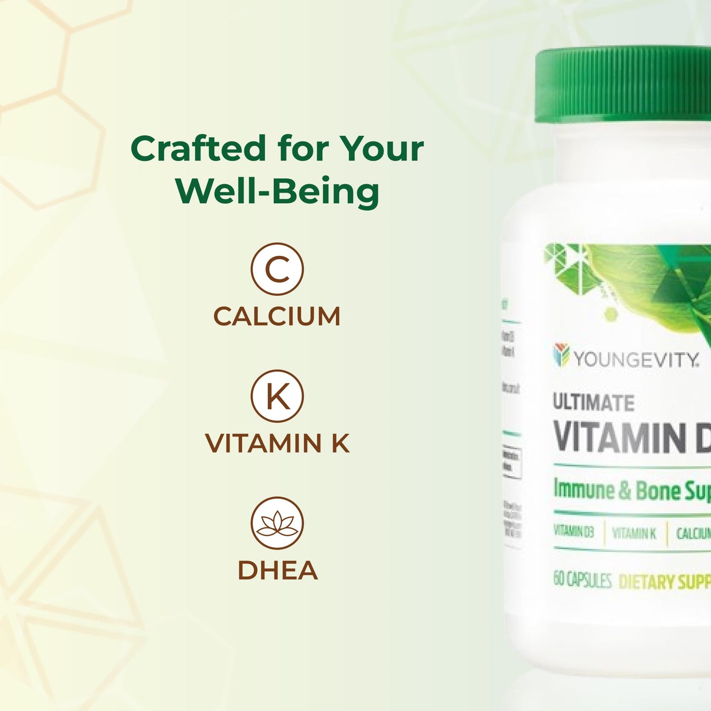 Youngevity Ultimate Vitamin D3 5000 IU with K2 Capsules, 60 Count