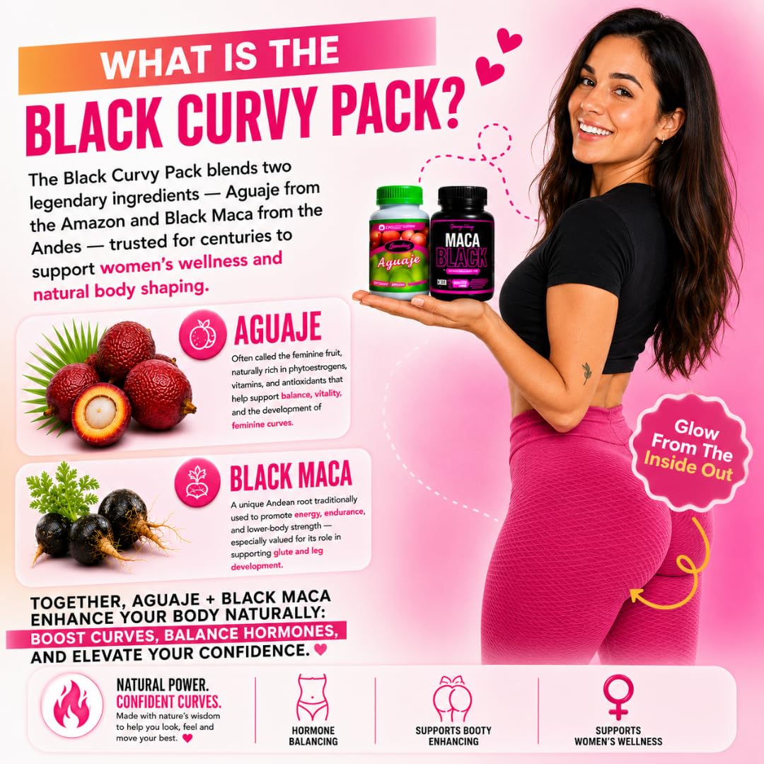Curvy Fruit Maximum Booty Support & Curvier Hips Aguaje + Black Maca Capsules, 100 Count