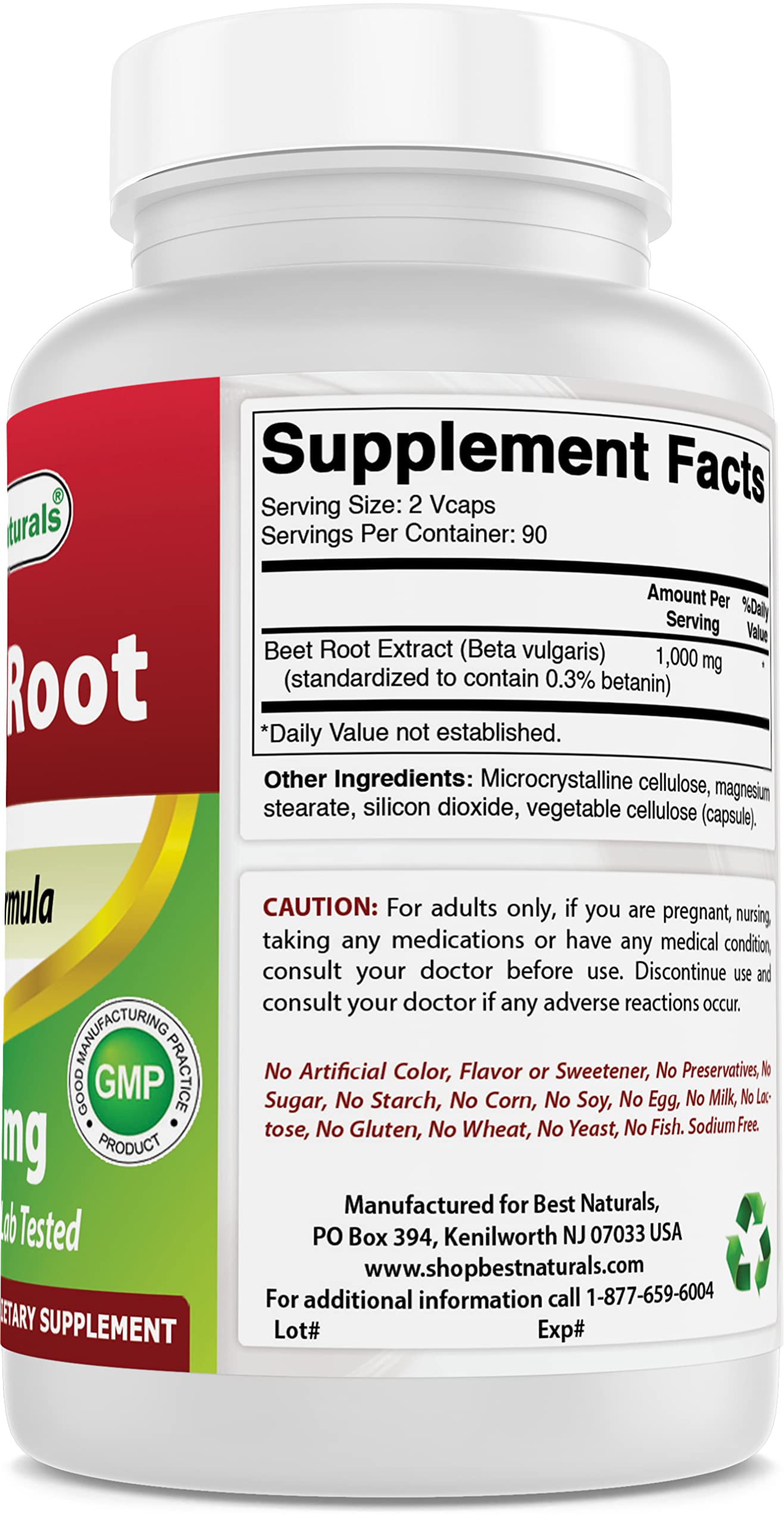 Best Naturals Beet Root Powder 500 mg 360 Capsules