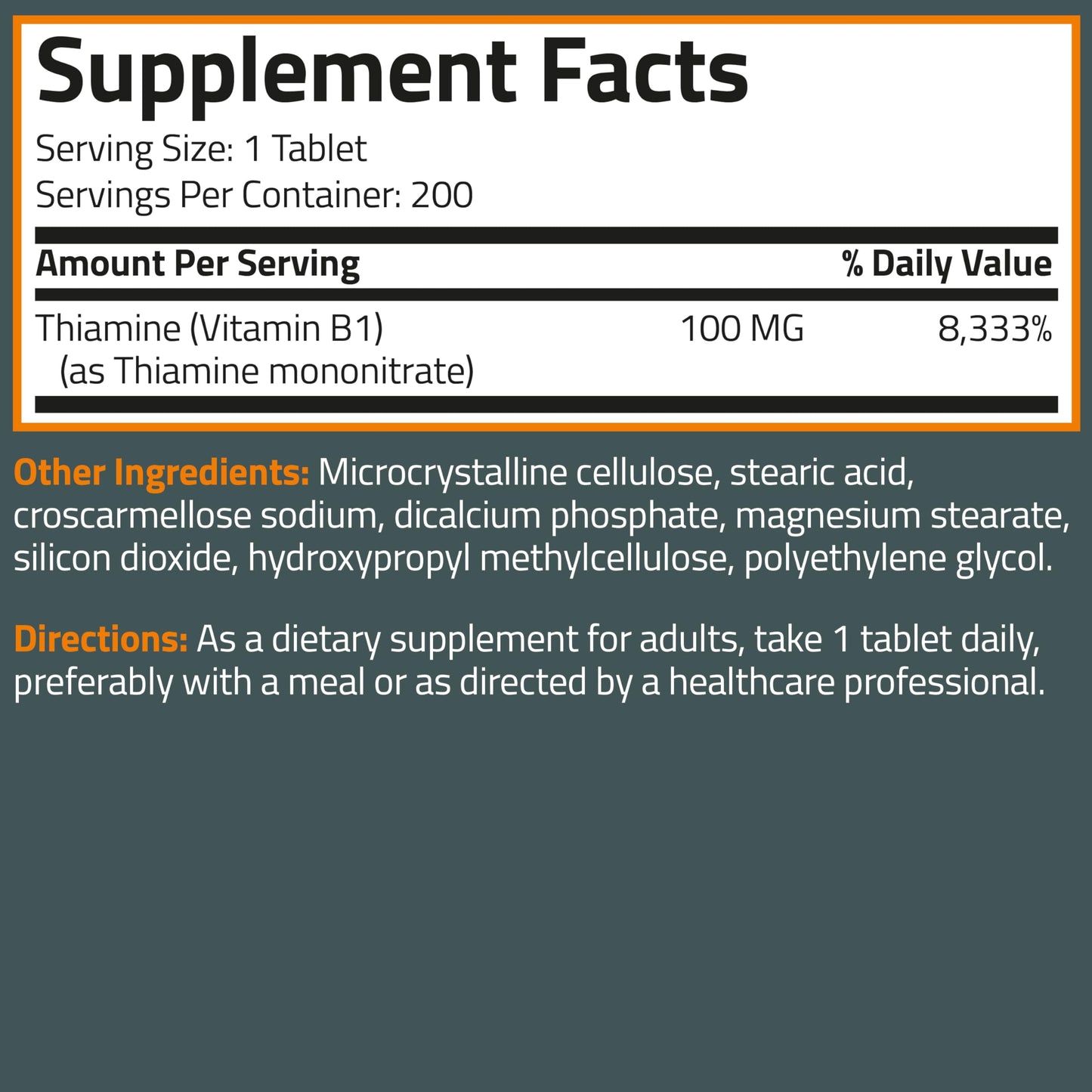 Bronson Vitamin B1 100mg 200 Tablets