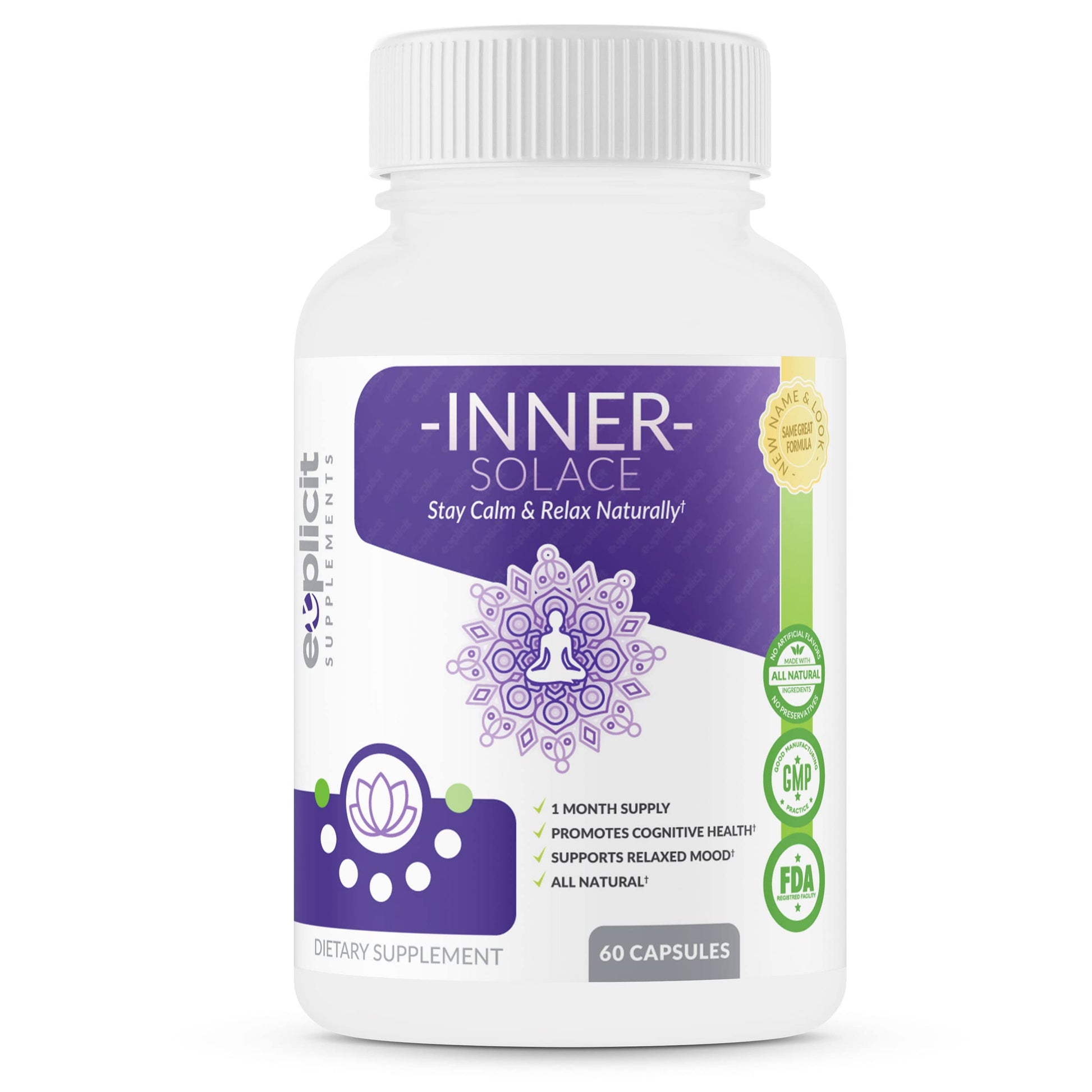 eXplicit Supplements Inner Solace Stay Calm & Relax Naturally – Mental Focus 60 Capsules