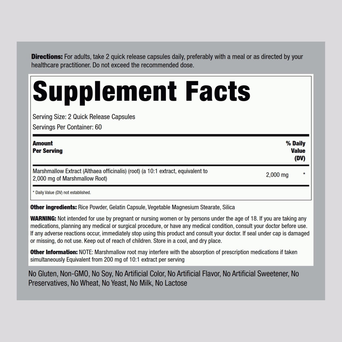 Piping Rock Marshmallow Root Capsules 120