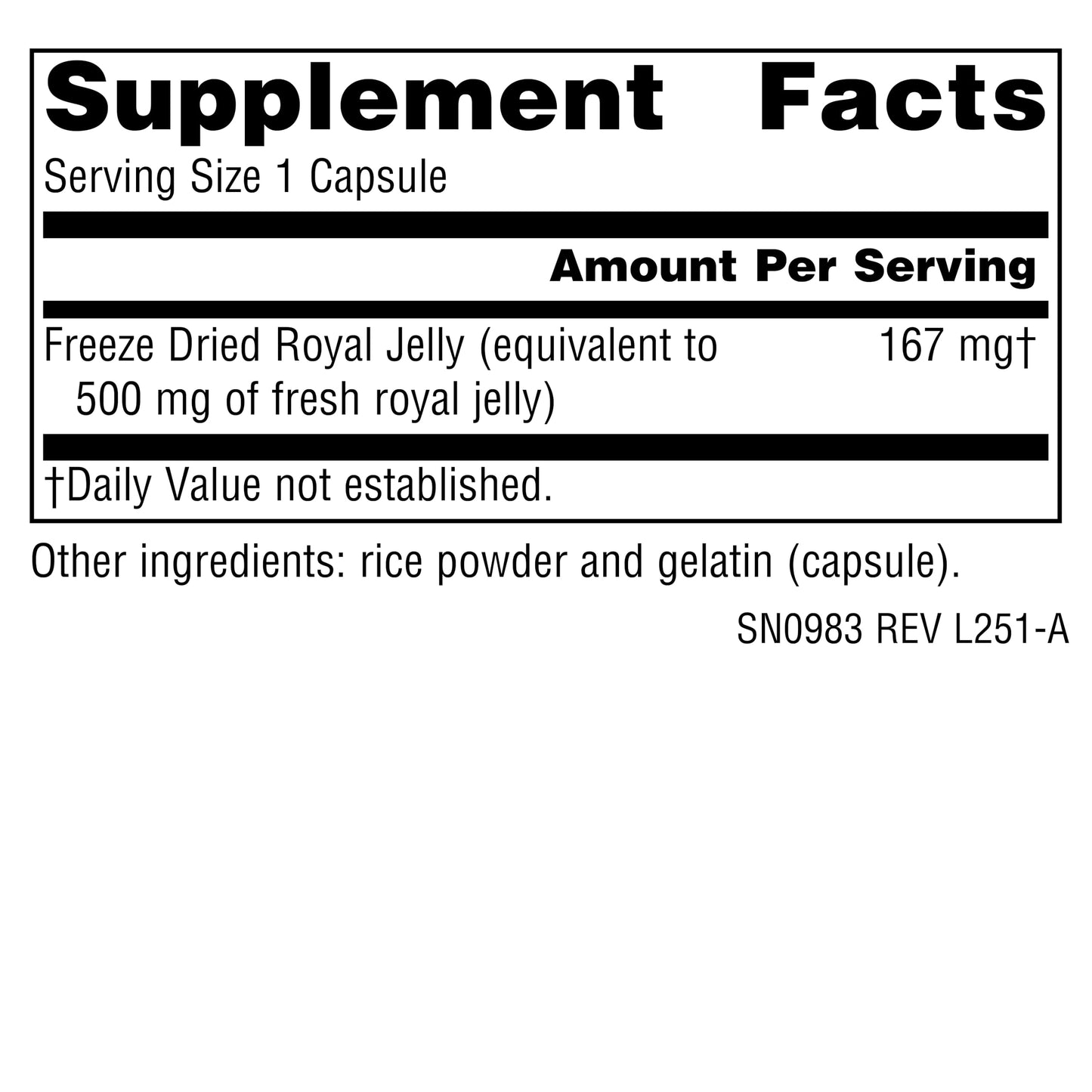 Source Naturals Royal Jelly Freeze-Dried 167 mg, Capsules, 60 Count