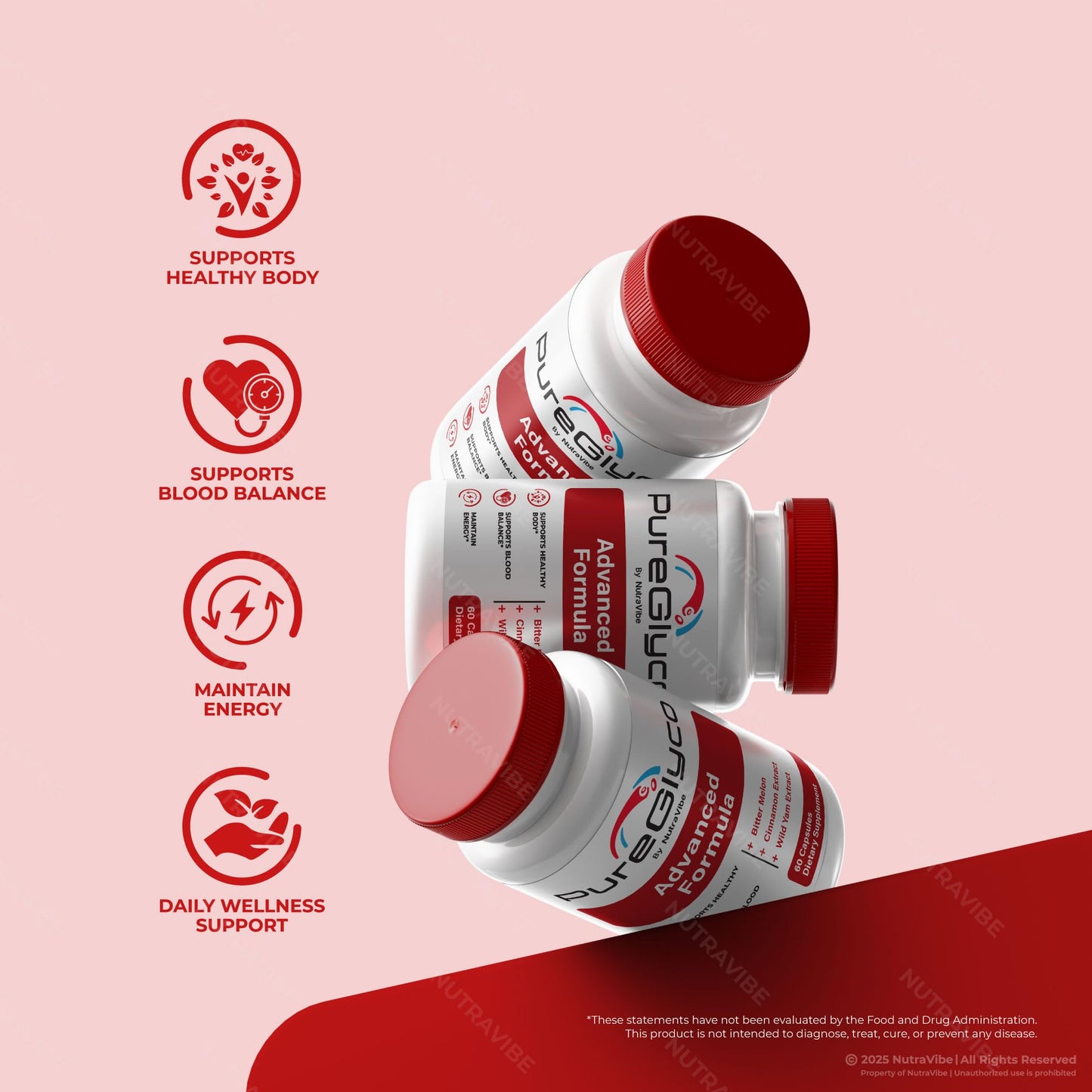 NutraVibe Pure Glyco Natural Blood Balance & Circulation Support Capsules, 120 Capsules
