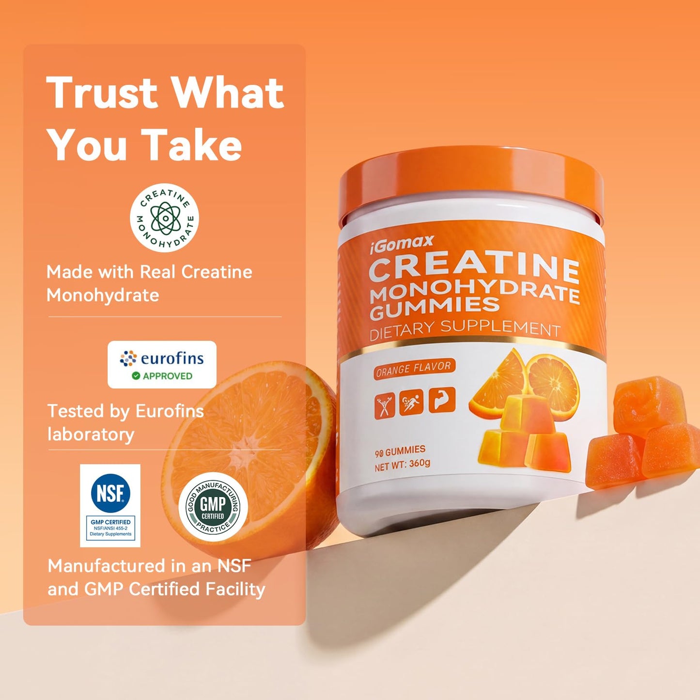 iGomax Creatine Monohydrate Gummies 90 Count