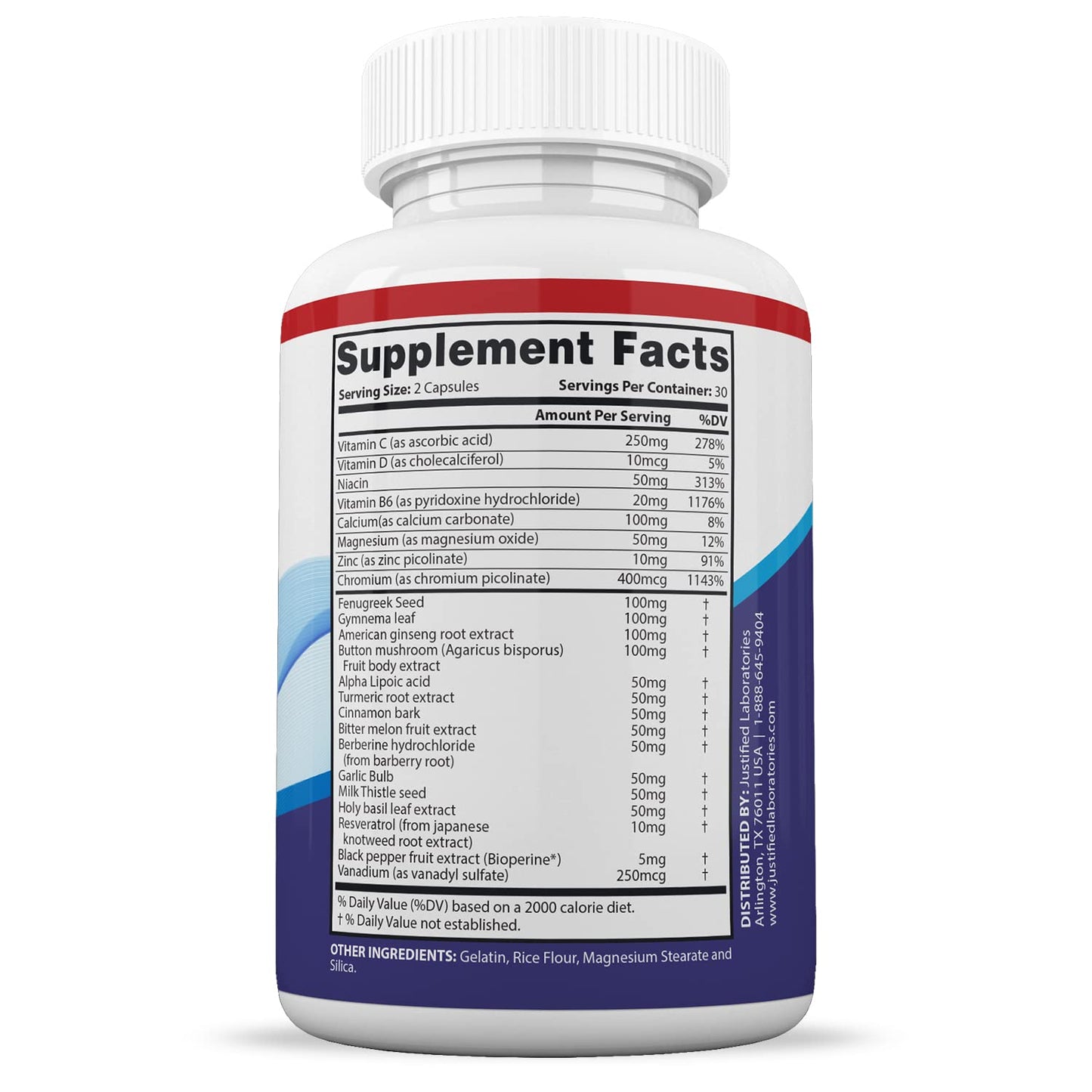 Justified Laboratories Glucofreeze Max Advanced Formula 1295mg Capsules 180 Count