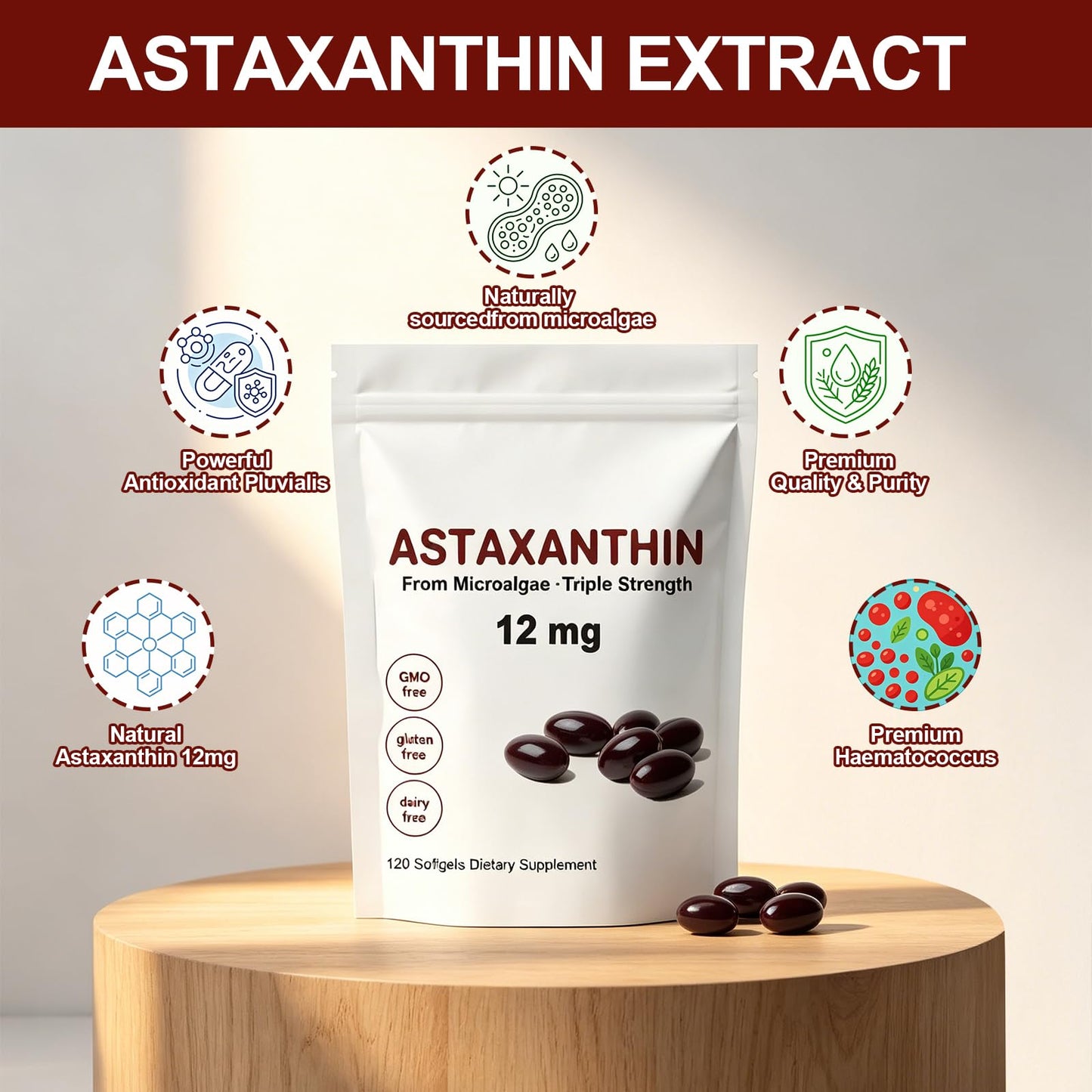 HICFRWE Astaxanthin 12mg Softgel 120-count
