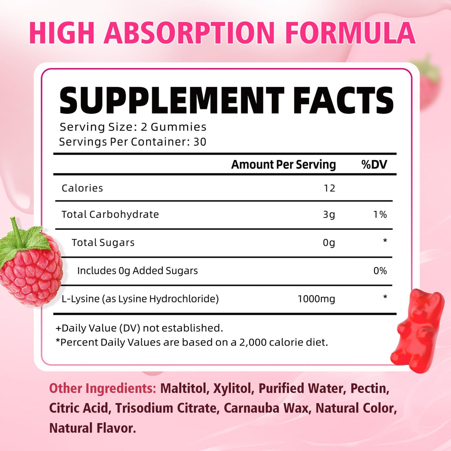 YUULAI L-Lysine 1000mg Gummies, 120 Count