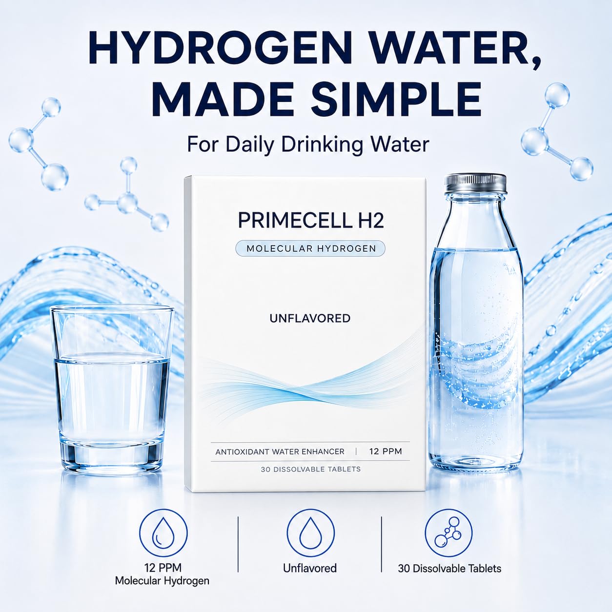 PrimeCell H2 Molecular Hydrogen Tablets, 30 Count