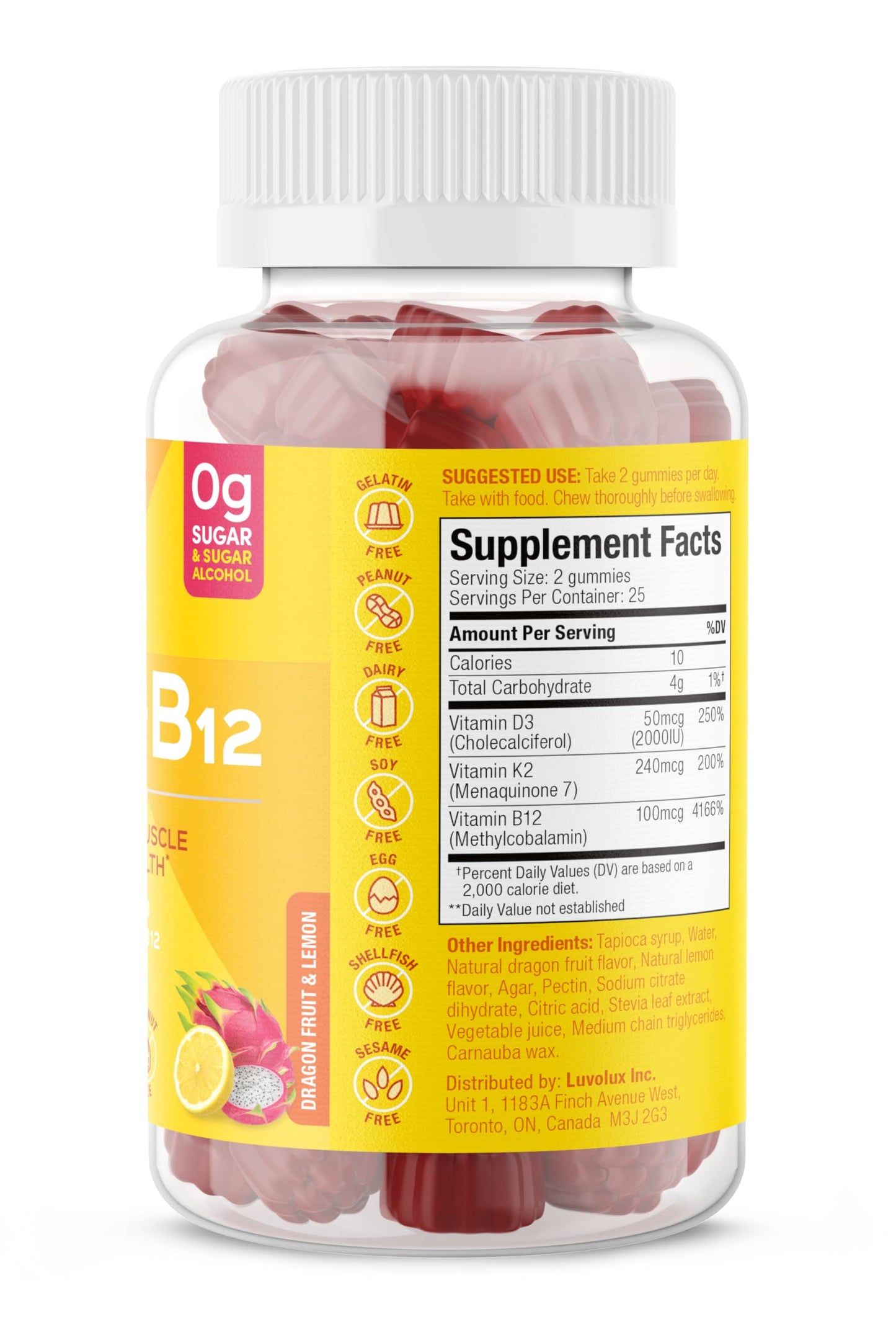 SUKU Vitamins Vegan D3 + K2 + B12 Gummy, 1 Count