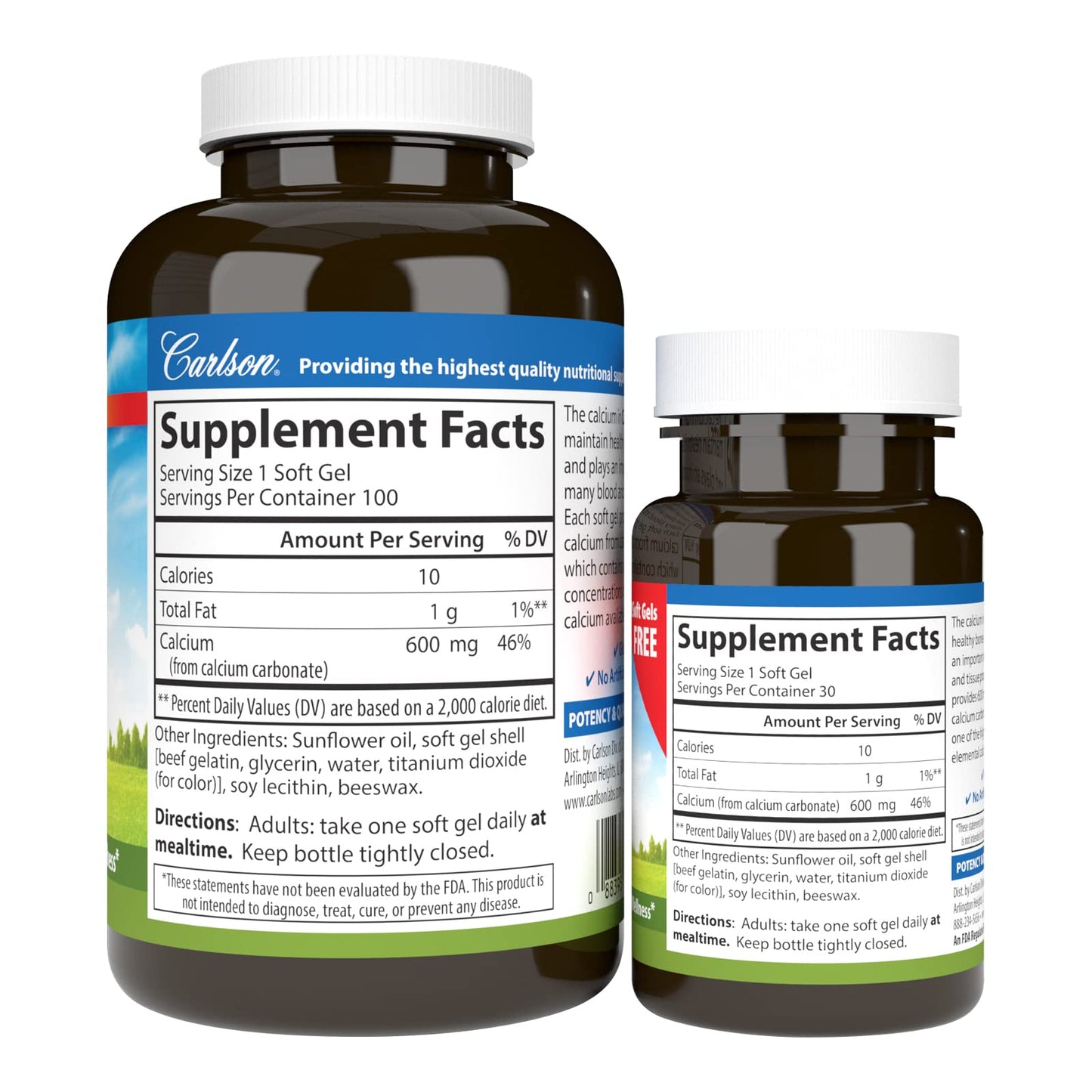 Carlson Cal-600 Calcium Softgels 100 Count