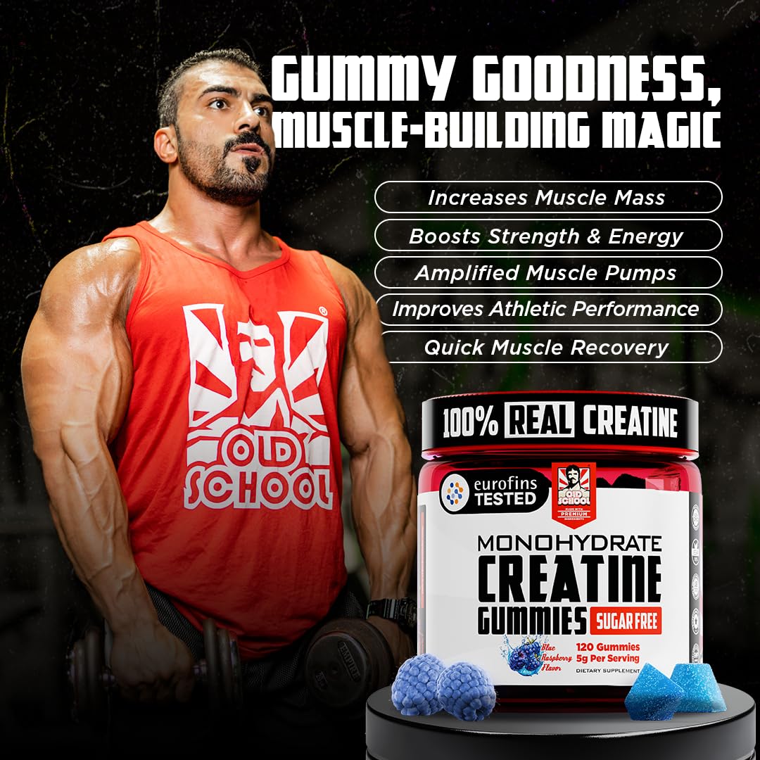 Old School Labs 5000mg Creatine Monohydrate Gummies, 120 Count