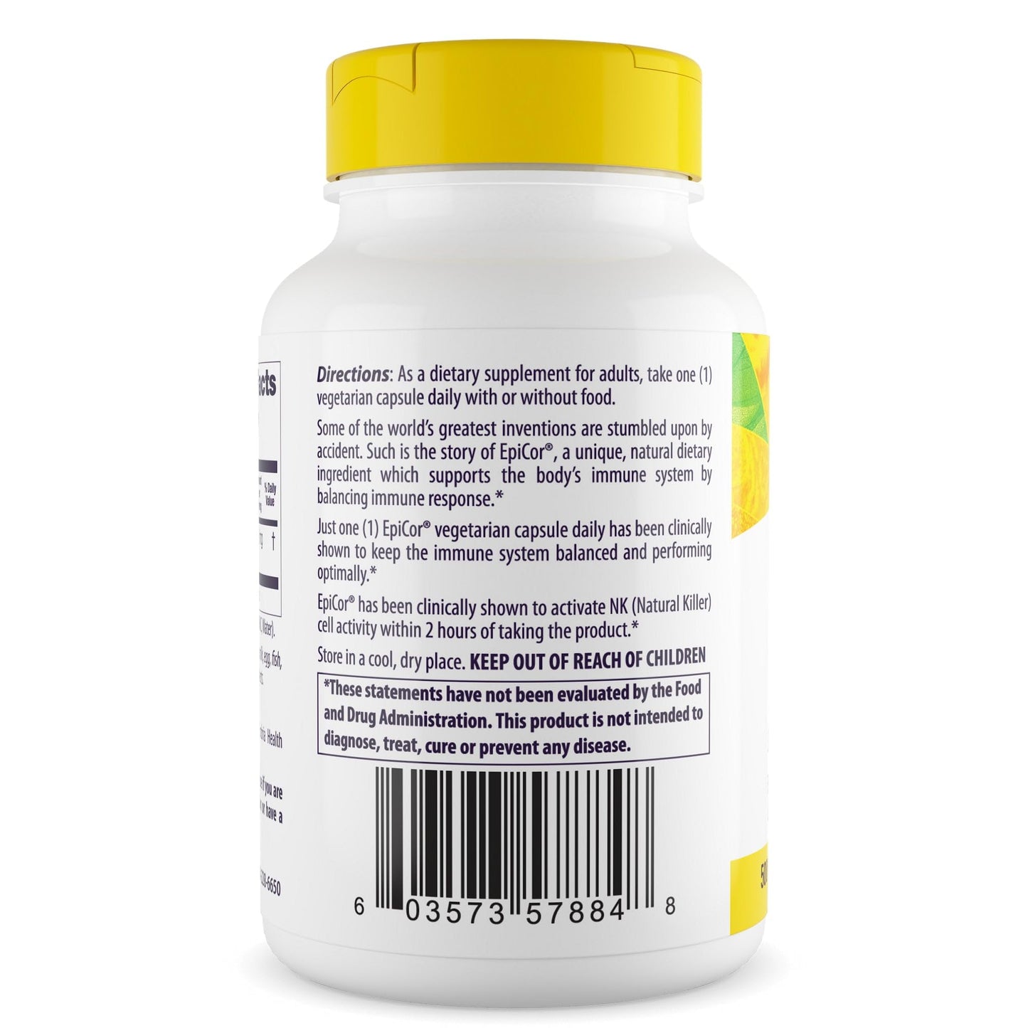 Healthy Origins EpiCor Dried Yeast 500 mg Capsules, 30 Count