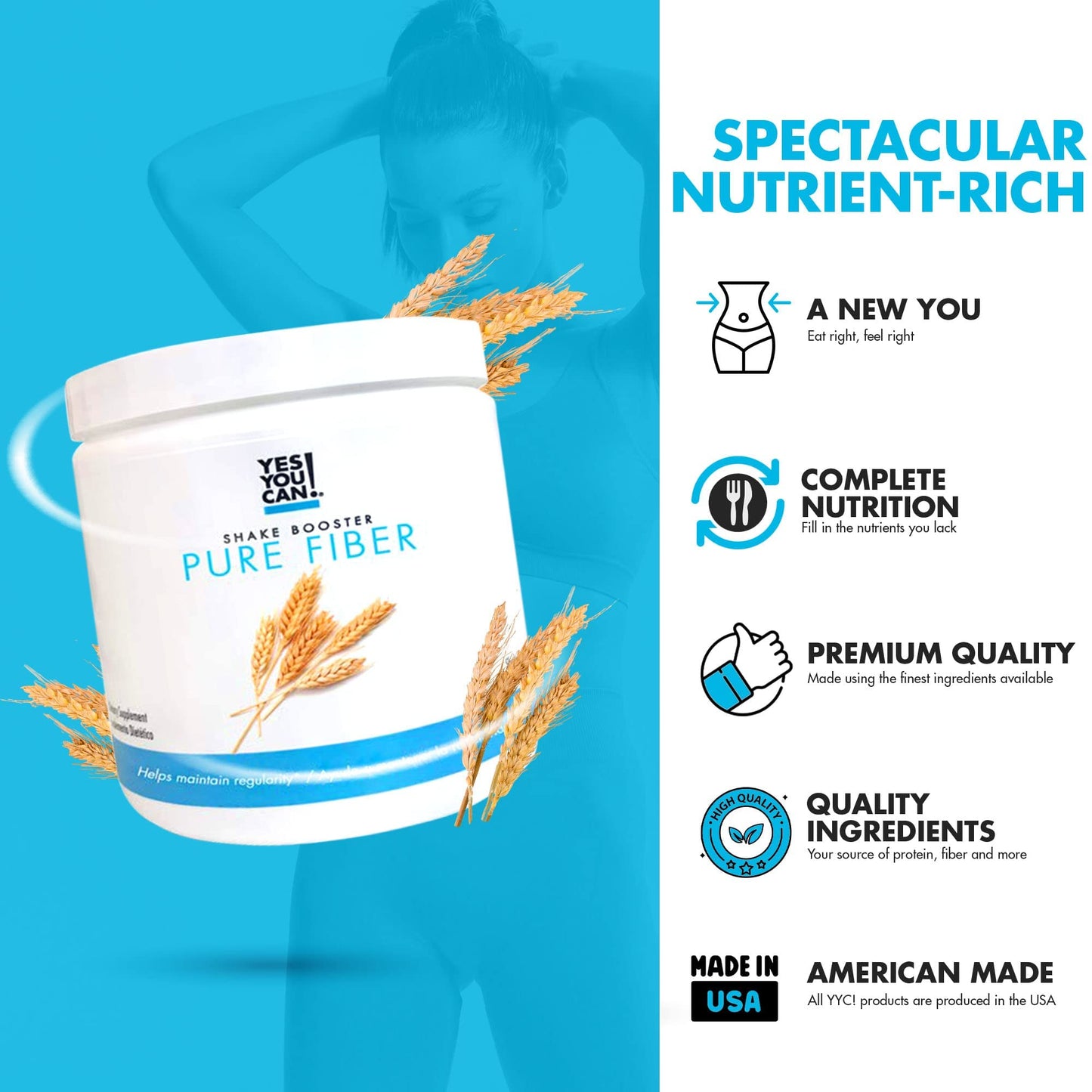 Yes You Can! Pure Fiber Shake Booster, Powder, 30 Servings