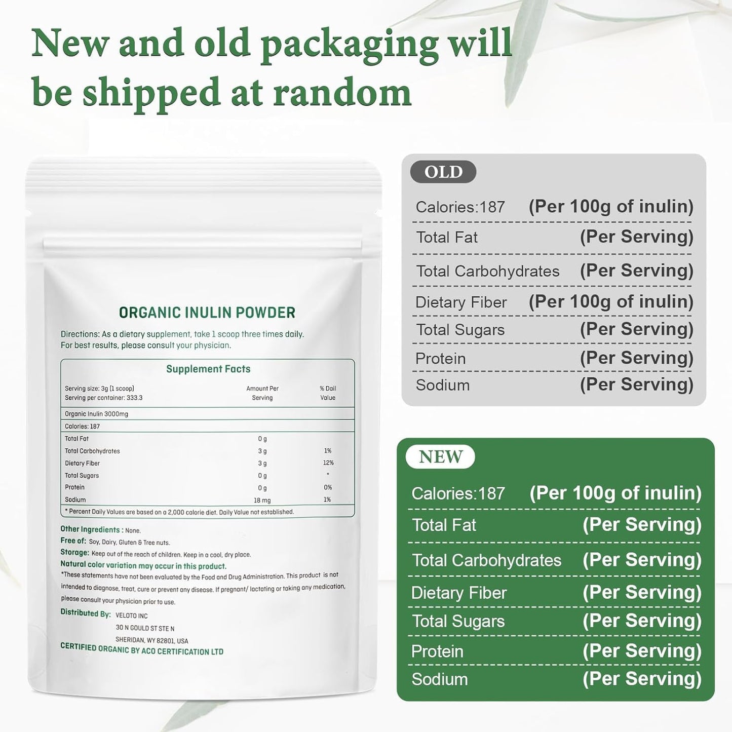 VELOTO Organic Inulin Powder – Prebiotic Fiber Supplement for Smoothies & Drinks, 35