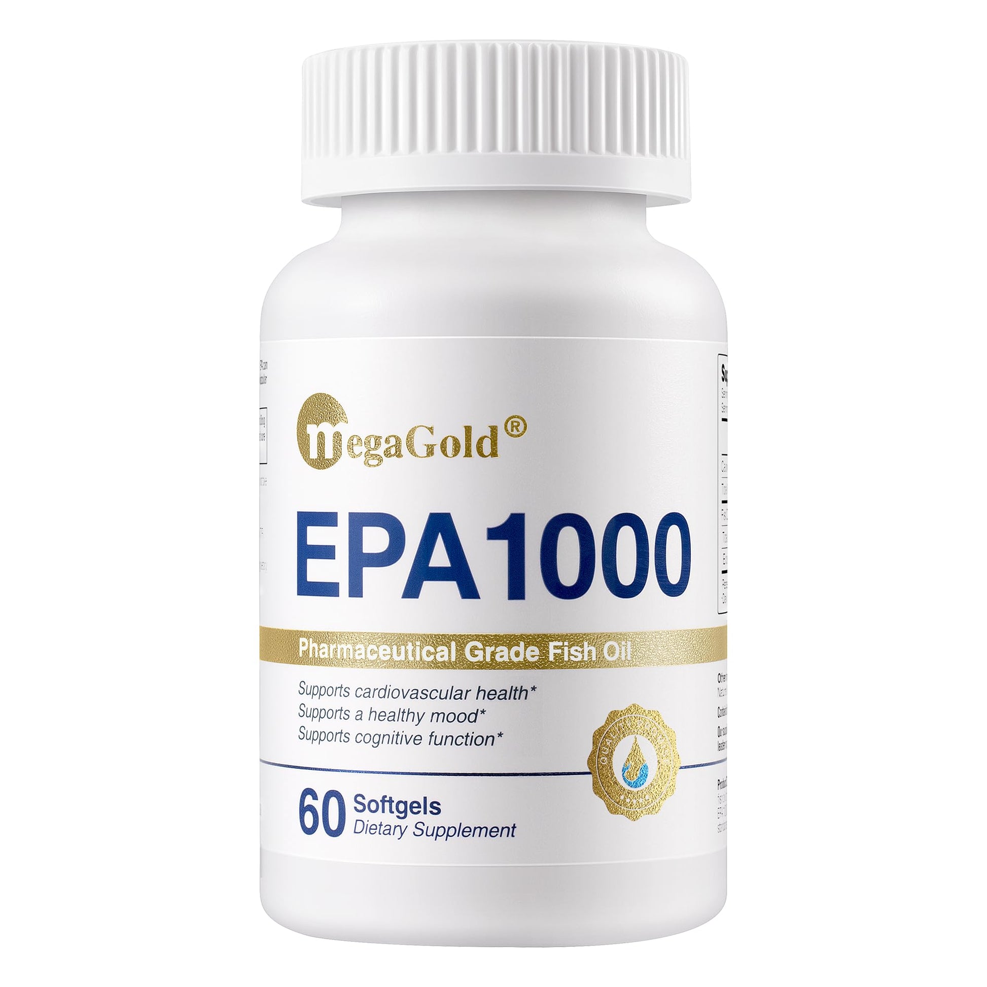 MegaGold Fish Oil Omega-3 Supplements EPA 1000mg Softgel 60 Count