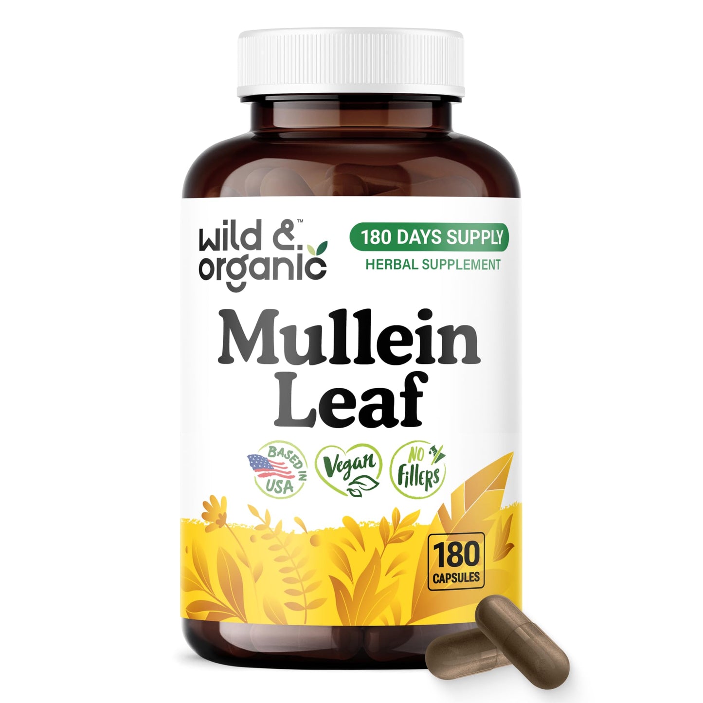 Wild & Organic Mullein Capsules 180 Count
