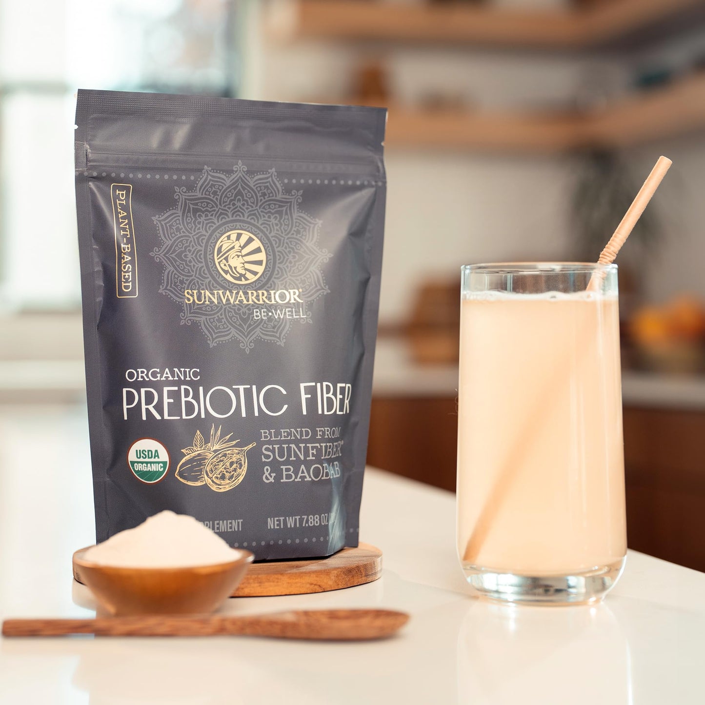 Sunwarrior Fiber Supplement Prebiotic Organic Powder, 7.4 Ounce