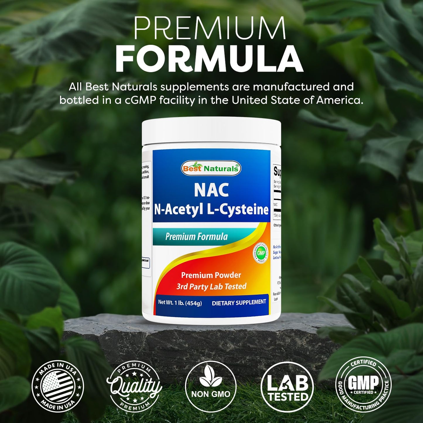 Best Naturals NAC (N-Acetyl L-Cysteine) Premium Pure Powder, Gluten Free, 16 oz