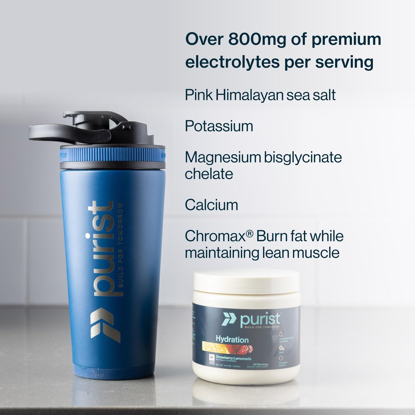 Purist Electrolyte Powder 800mg Electrolytes, Sugar Free, NSF Sport - 40 Servings Peach Mango