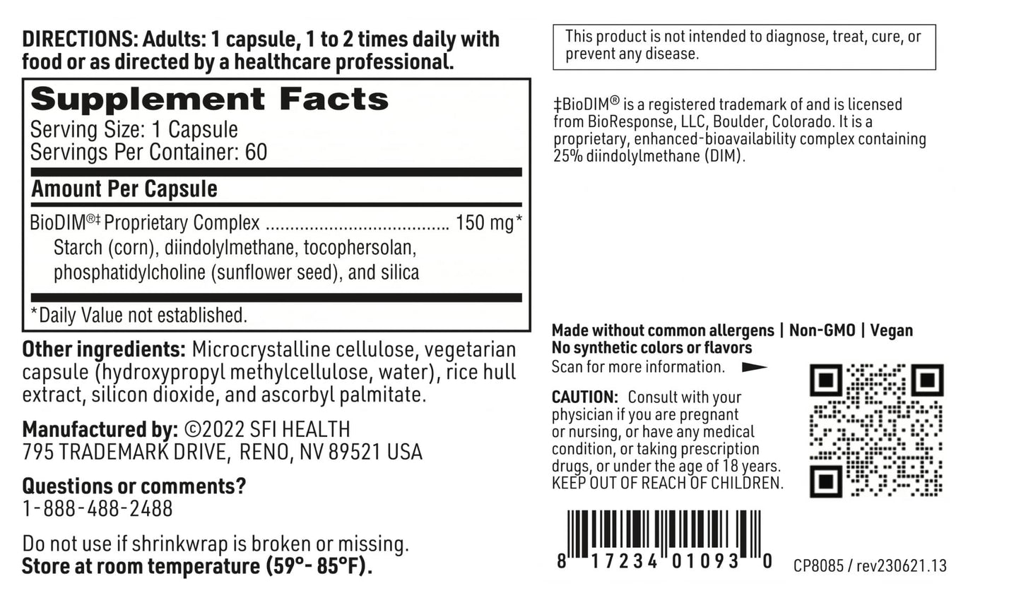 SFI Health BioDIM Diindolylmethane Capsule 150mg, 60 Capsules