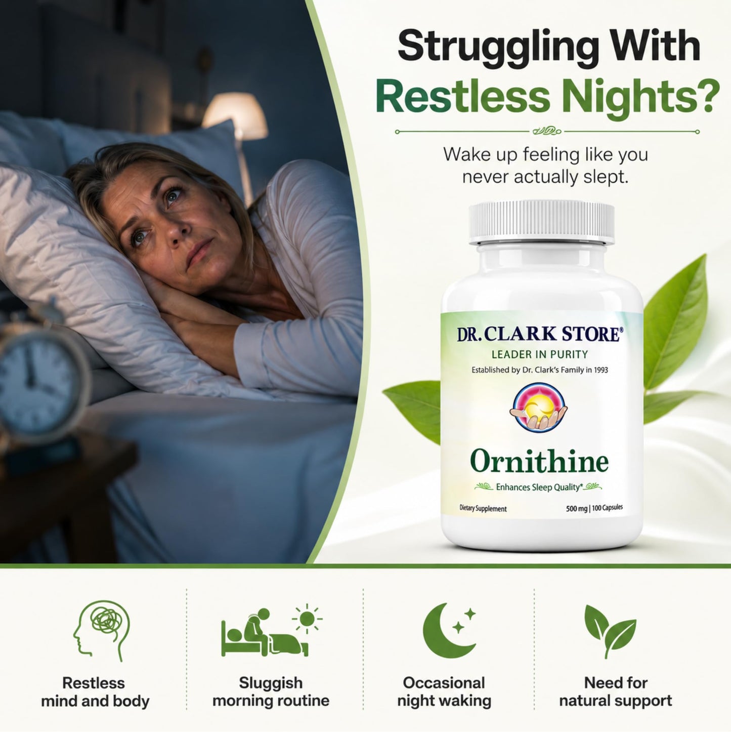 Dr Clark Store Ornithine Dietary Supplement 500mg Capsule, 100 Count