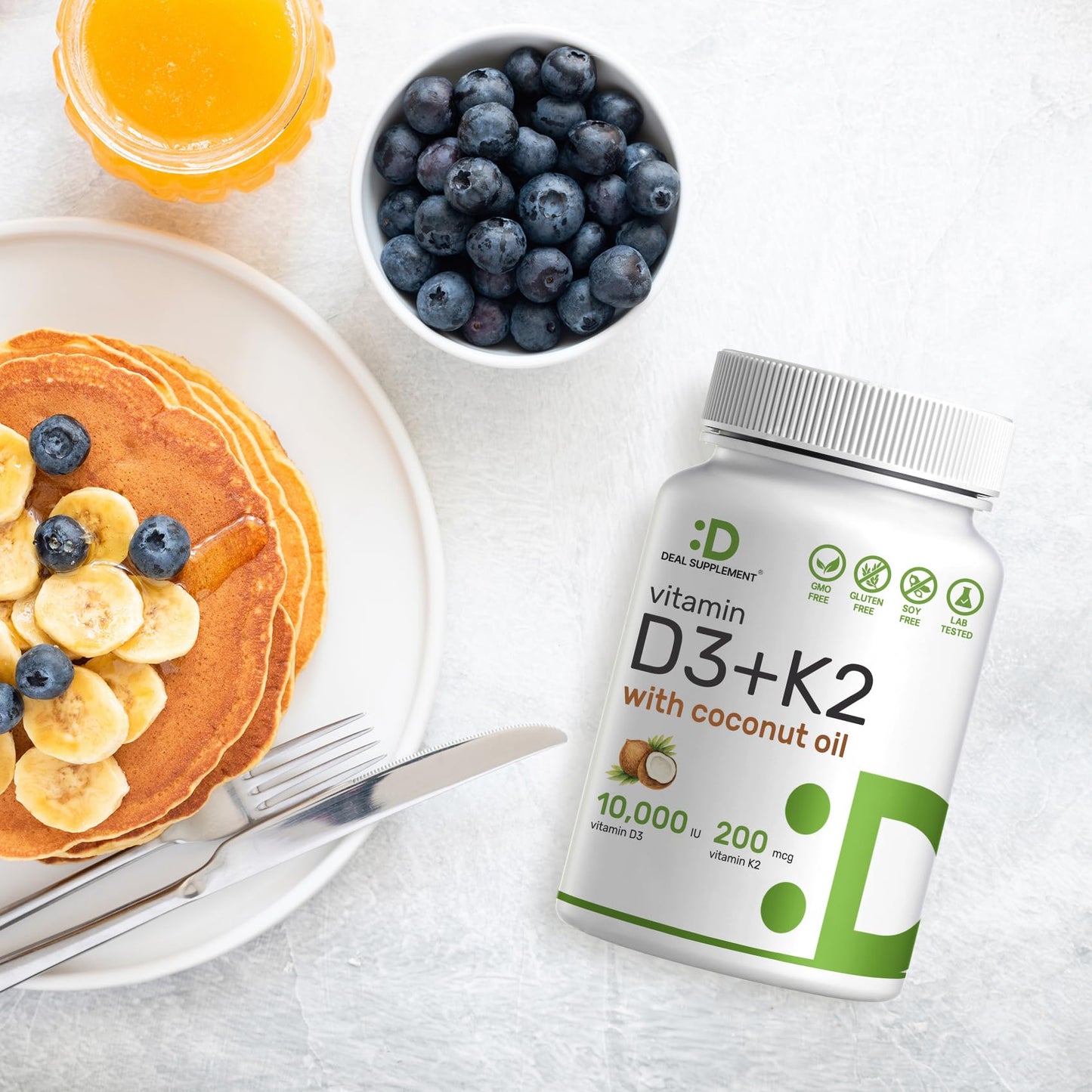 DEAL SUPPLEMENT Vitamin D3 10,000 IU + K2 MK7 200mcg Softgels, 250 Count