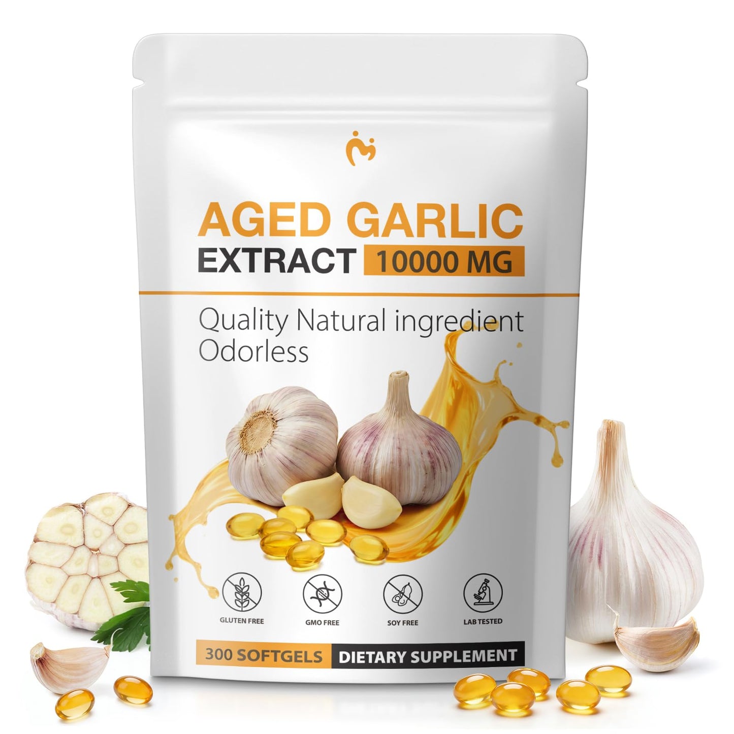 MOSRAY Aged Garlic Extract 10,000mg Odorless Garlic Supplements Softgels, 300