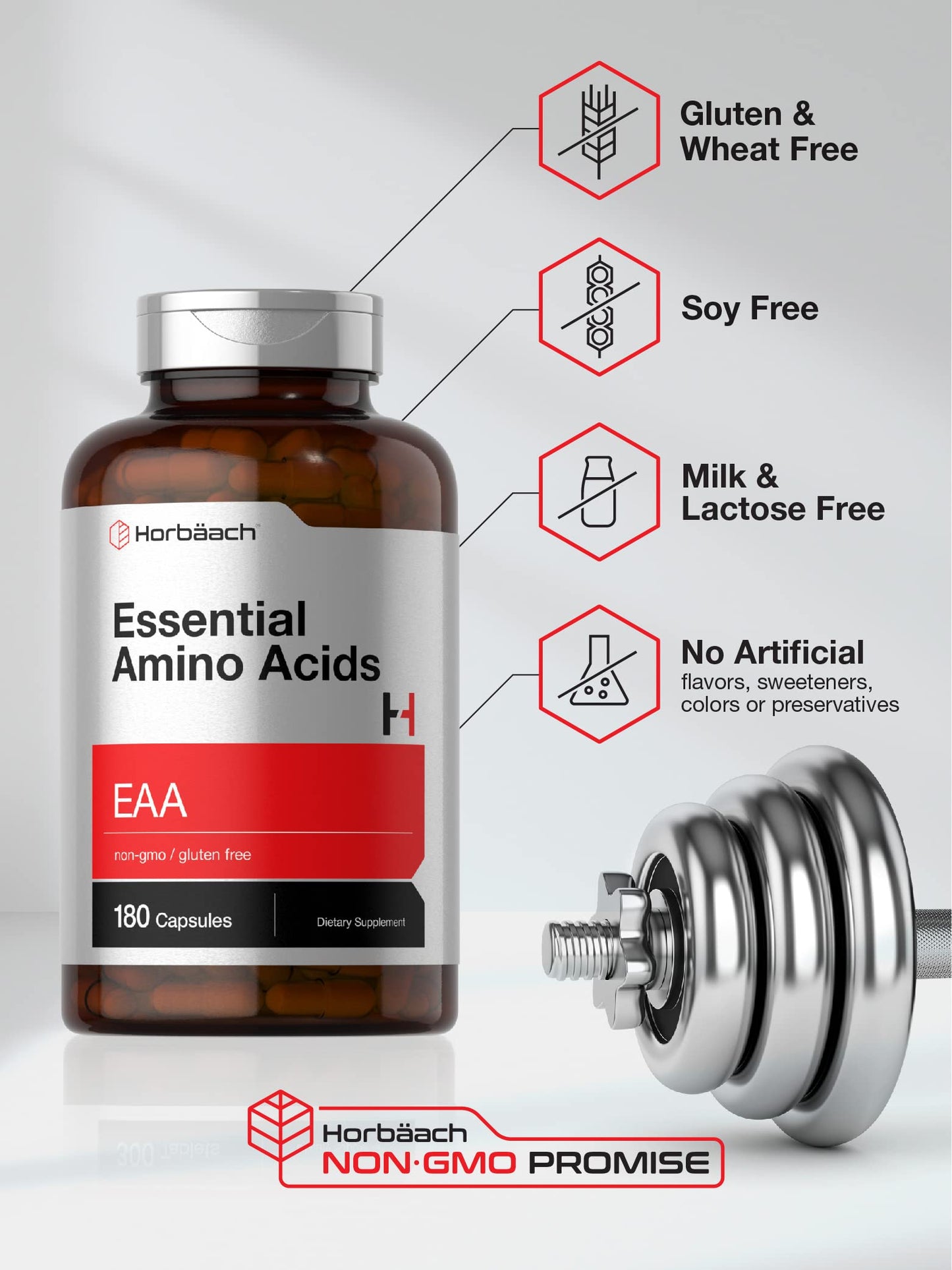 Horbäach Essential Amino Acids Capsules, 180 Count